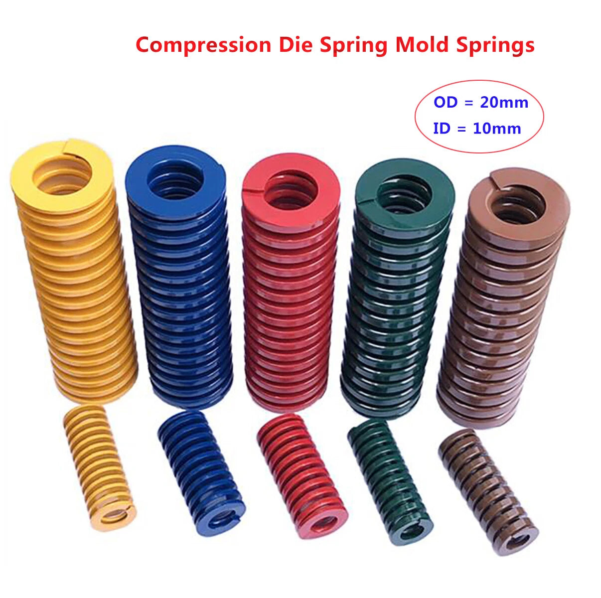 Compression Die Spring, OD 20mm & ID 10mm Light/Medium/Heavy Mold Mould Springs