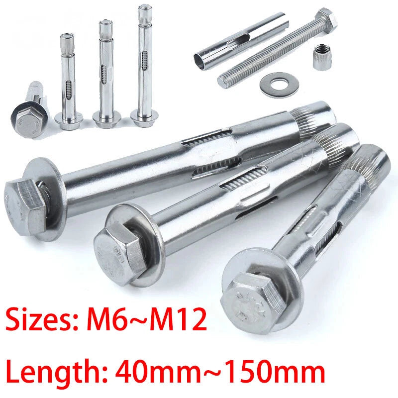 304 Stainless Steel Expansion Anchor Bolts — Heavy Duty Masonry Wall Screws M6 to M12