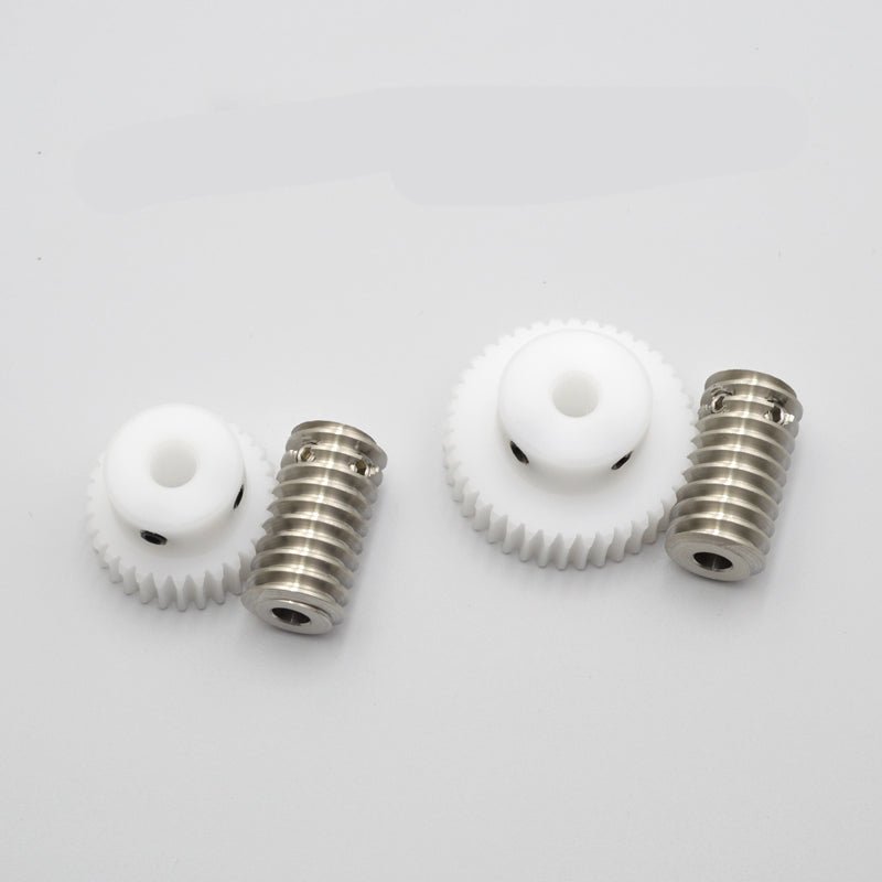 White POM Worm Wheel Stainless Steel Worm Gear, Module 0.8 (20/30/40/50/60 Teeth), Nylon Worm Gear Set for Industrial Machinery and Precision Transmissions - HomeDIYer
