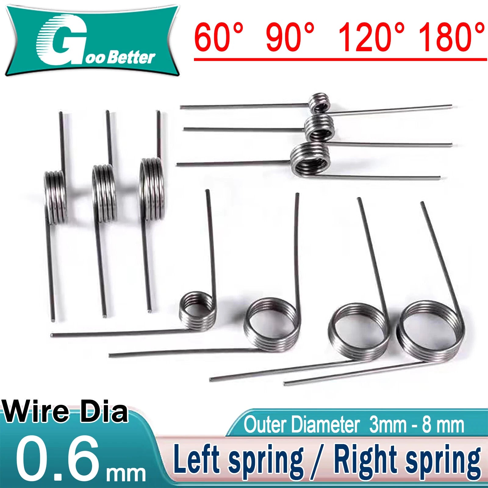 Torsion spring Various Size Length Diameter Assortment 0.6mm Wire Dia,3/6/9 Coil