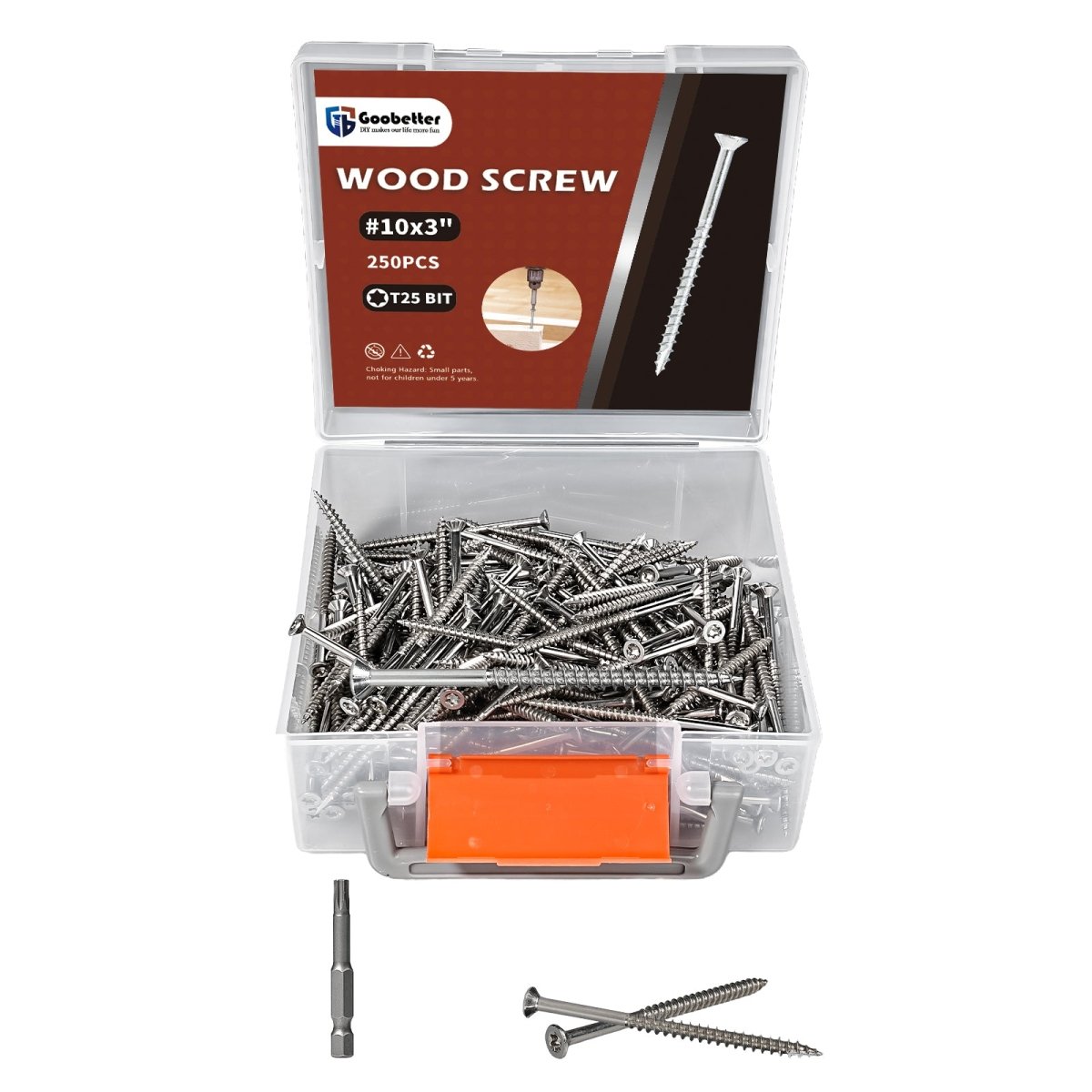 Wood Screws 3 Inch, Deck Screws Torx Screws Exterior Wood Screws Construction Fence Screws 304 Stainless Steel T25 Torx Bit Included - HomeDIYer
