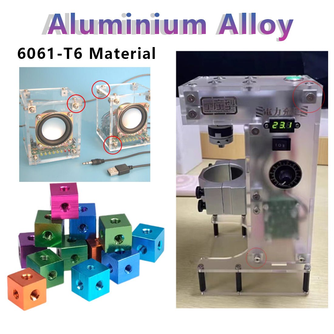 M3 Cube Connector Aluminium Fixing Bracket 10mm Square Spacer Standoff Tee 6 way - HomeDIYer