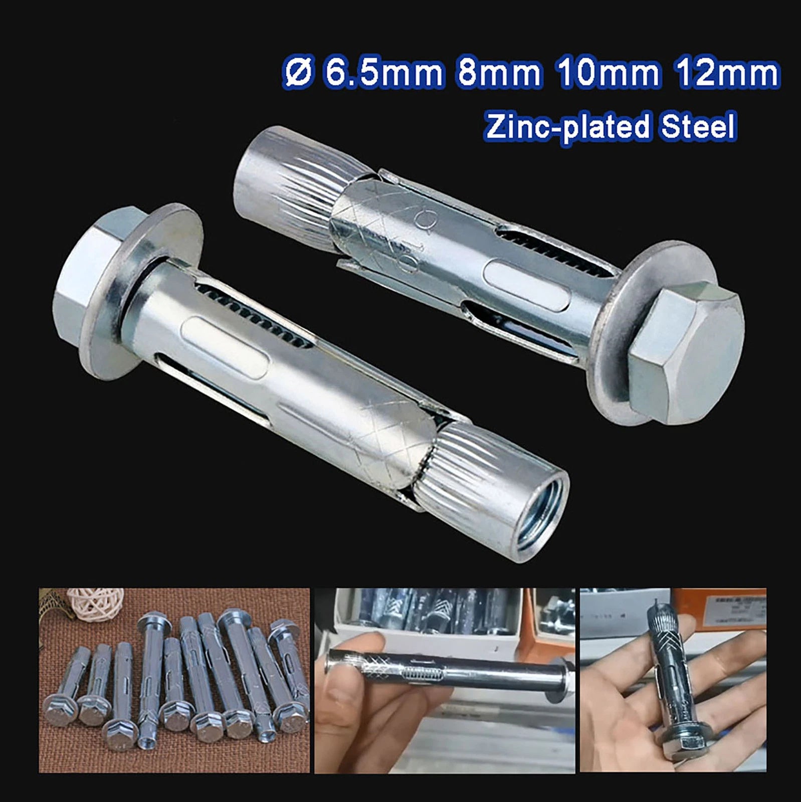 Zinc-Plated Expansion Sleeve Anchor Bolts for Concrete & Masonry — Ø 6.5mm to 16mm