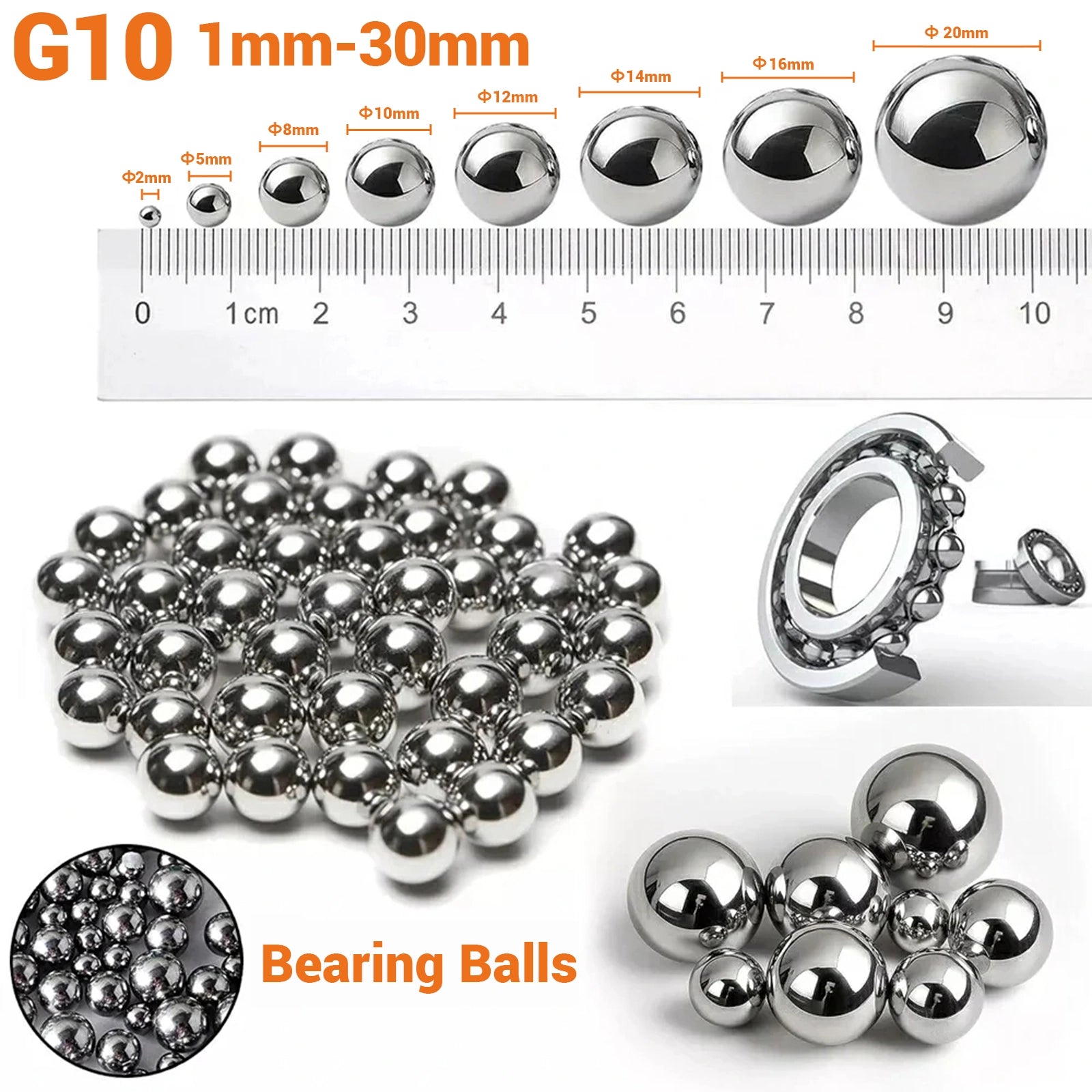 10Pcs G10 High Precision Bearing Balls Dia 1mm - 10mm Bearing Steel Ball Smooth Ball - HomeDIYer