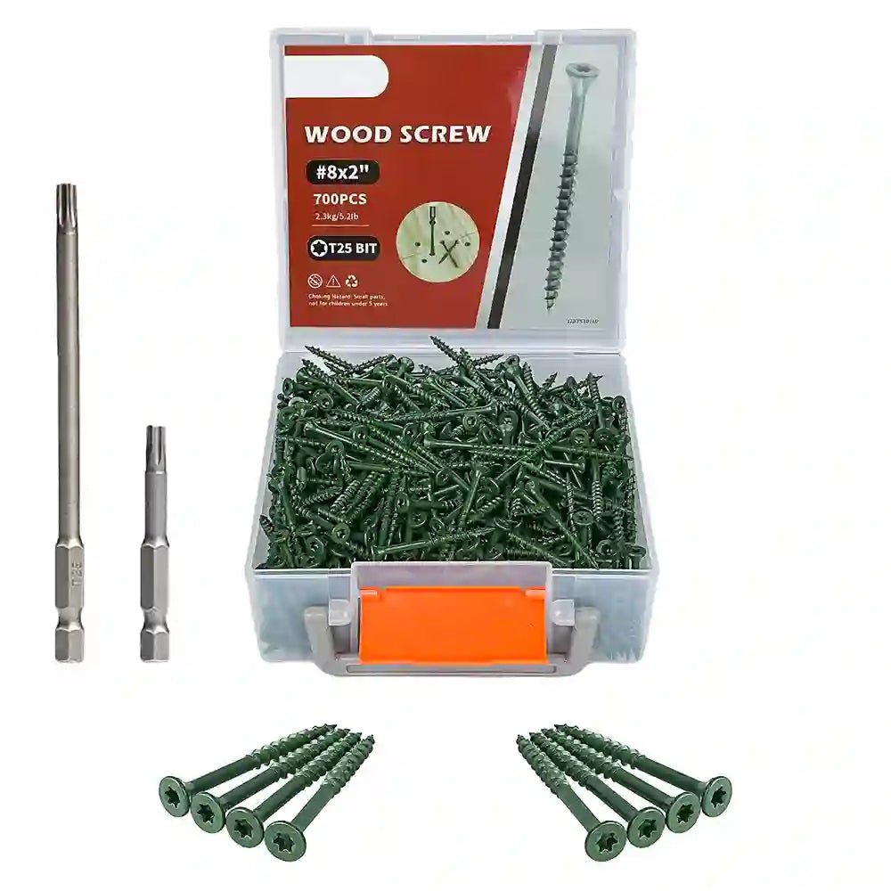 Green Deck Screws Set T25 Torx Self Tapping Wood Screws Exterior Deck Screw - HomeDIYer