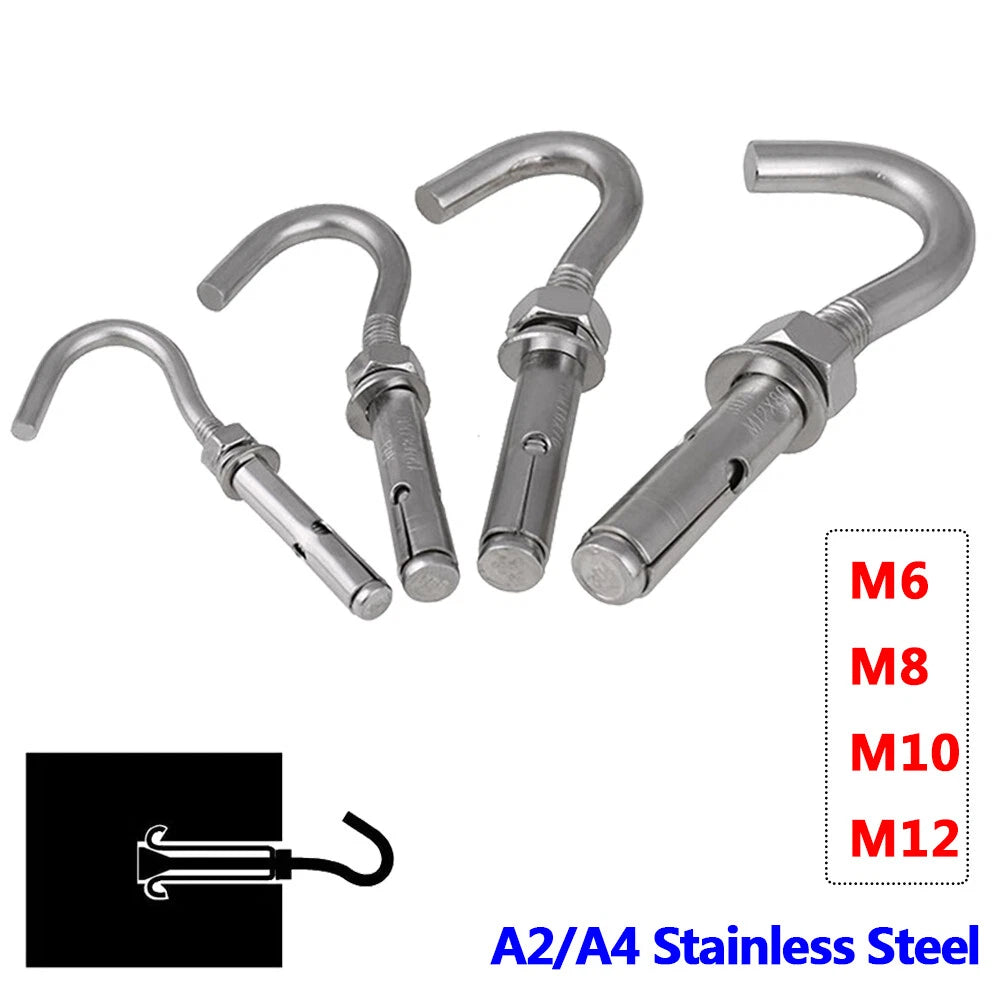 Open Hook Shield Anchor Expansion Bolts — M6 M8 M10 M12 Stainless Steel Rawl Bolts