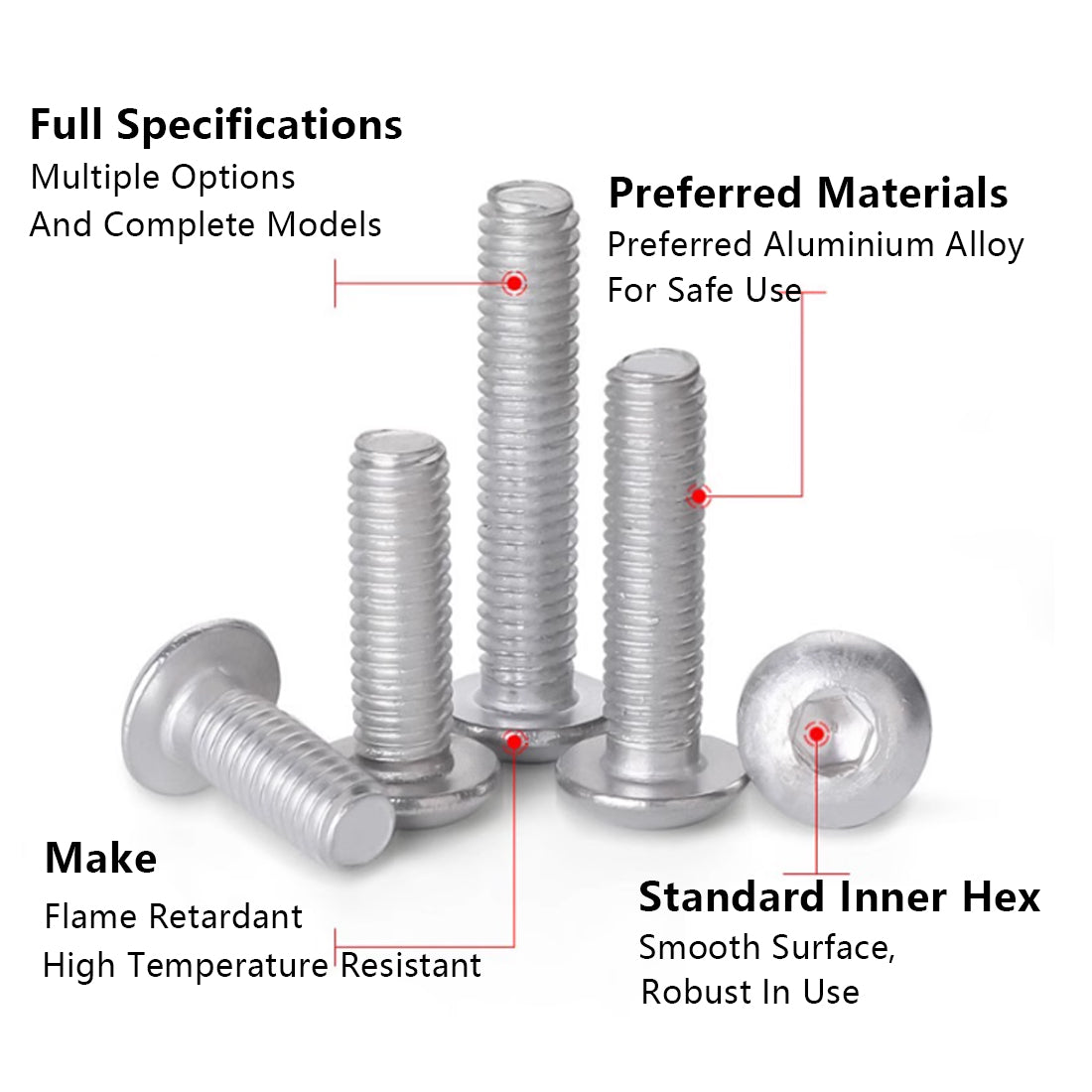 M3 M4 M5 M6 Socket Button Screws - Dome Head - Hex Allen Bolts - Aluminum Alloy - HomeDIYer