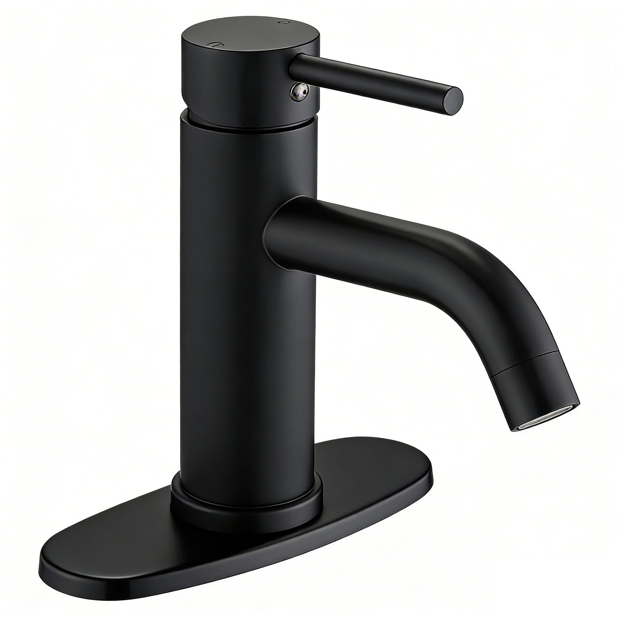 ADA Compliant Single Hole Bathroom Faucet - 6.57" High Stainless Steel Waterfall Faucet Matte Black