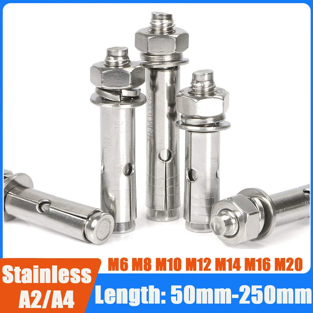 Stainless Steel Masonry Expansion Bolt Wall Anchor — M6 to M20, A2 & A4, Concrete Sleeve Anchor