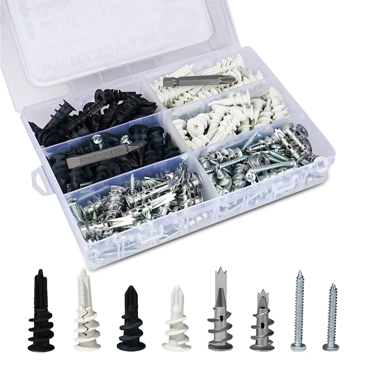 242Pcs DryWall Anchors and Nylon Plastic Assortment Screws Kit - HomeDIYer