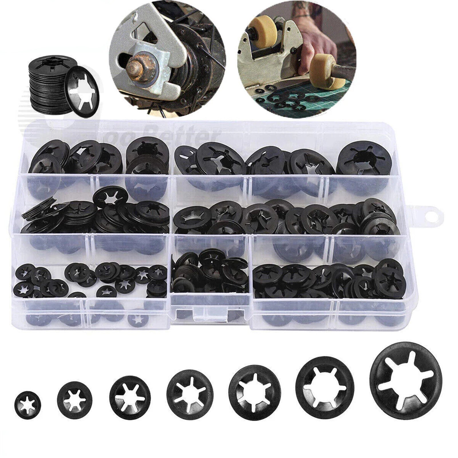 260Pcs Starlock Washers Push M3 - M12 On Lock Star Tooth Grab Fastener Clips Set - HomeDIYer