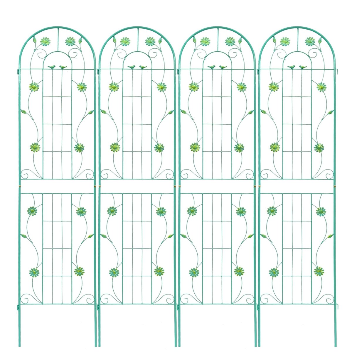 Metal Garden Trellis 86.7" x 19.7" Rustproof Trellis for Climbing Plants Outdoor Flower Support Green - HomeDIYer