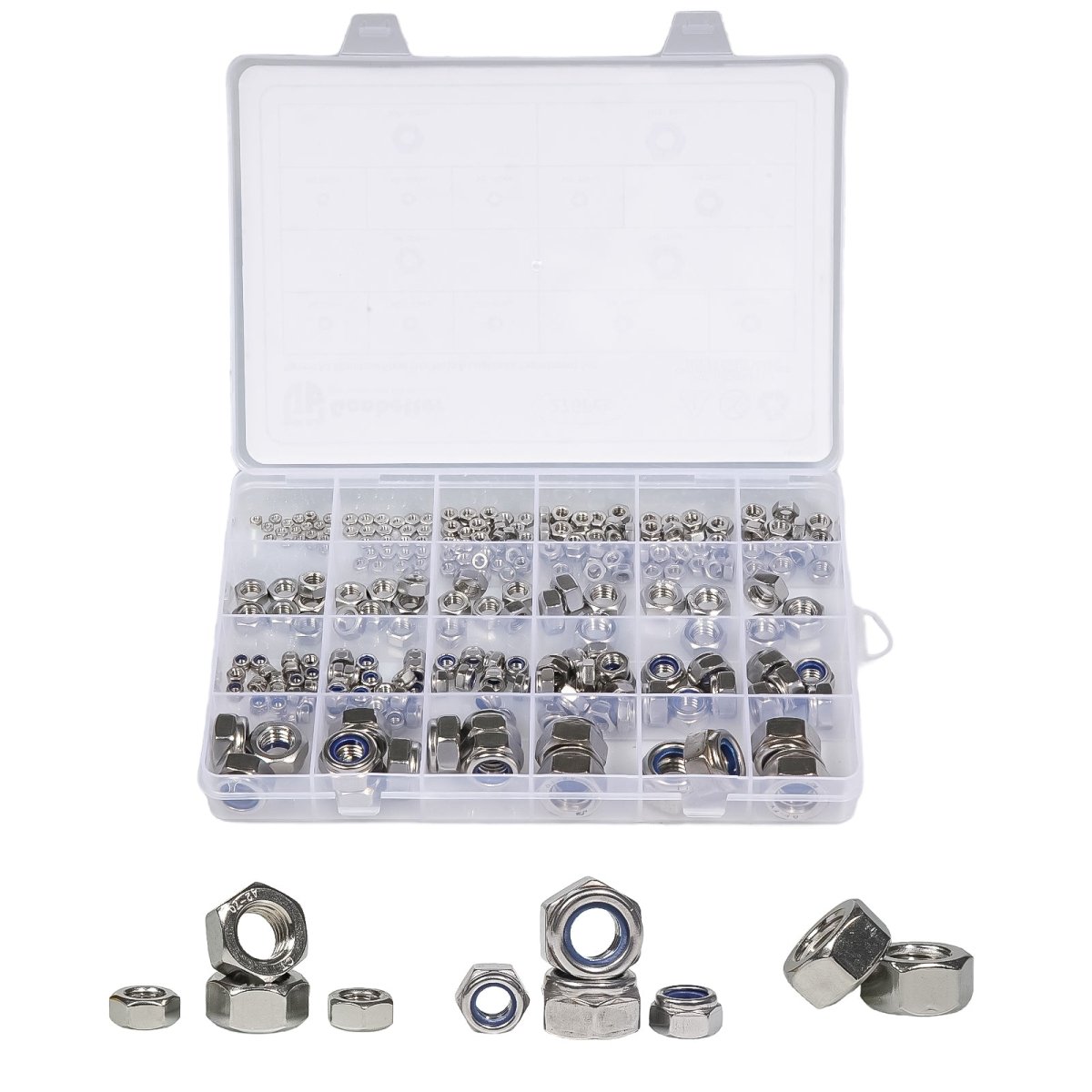 M2 To M12 276 Pcs 304 Stainless Steel Metric Hex Nuts & Locknuts Assortment Set - HomeDIYer