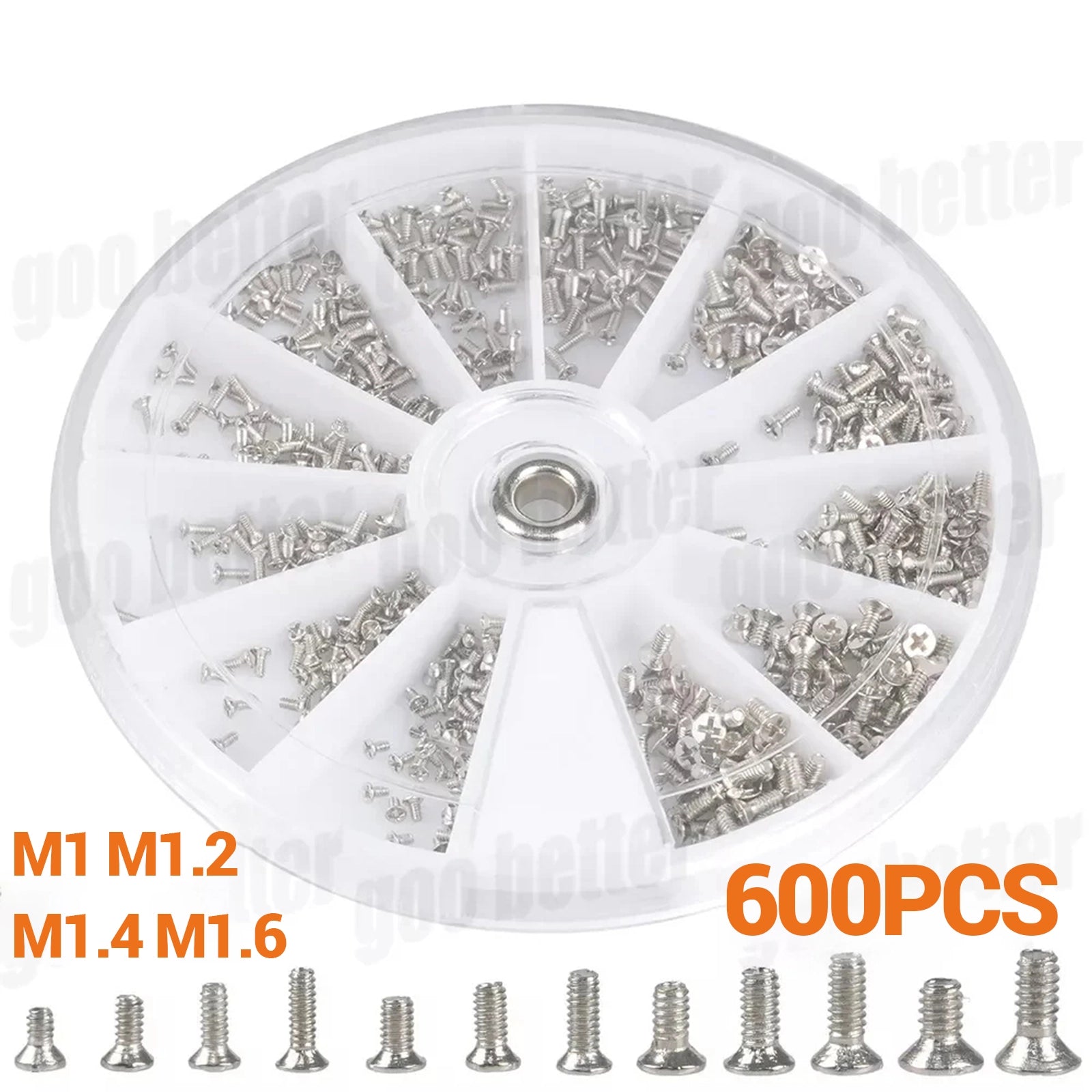600PC Small Mini Screws M1 M1.2 M1.4 M1.6 Flat Head Screws for Eyeglasses Watch - HomeDIYer