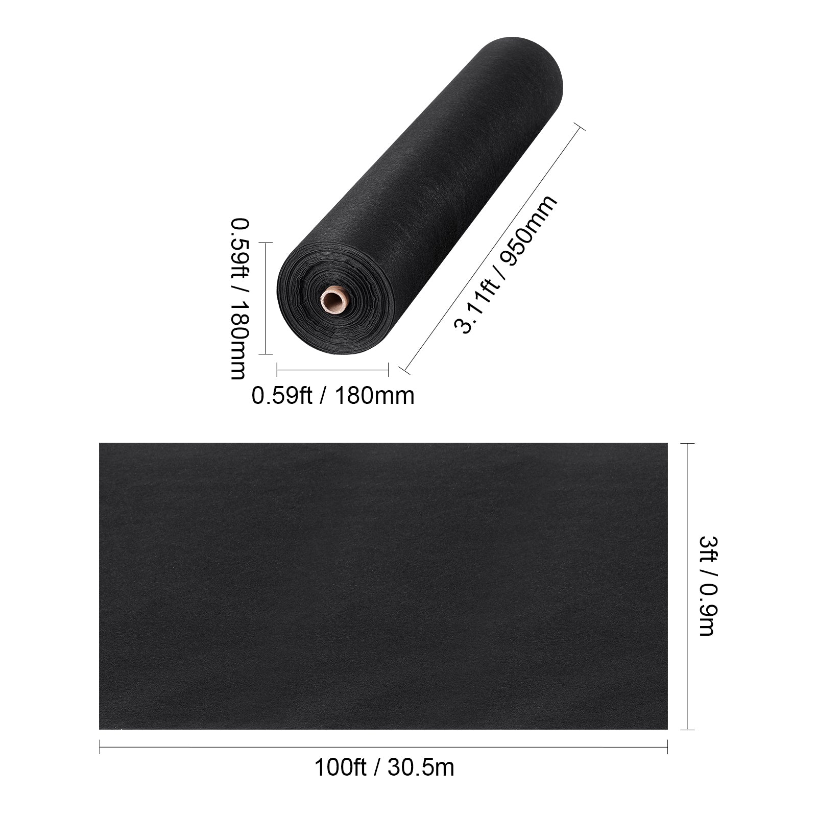 Driveway Fabric, 3x100FT Non Woven Geotextile Fabric for Landscaping, Heavy Duty Garden Weed Barrier Fabric, 4OZ Landscape Fabric, French Drains Drainage Fabric, Ground Cover Weed Control Fabric