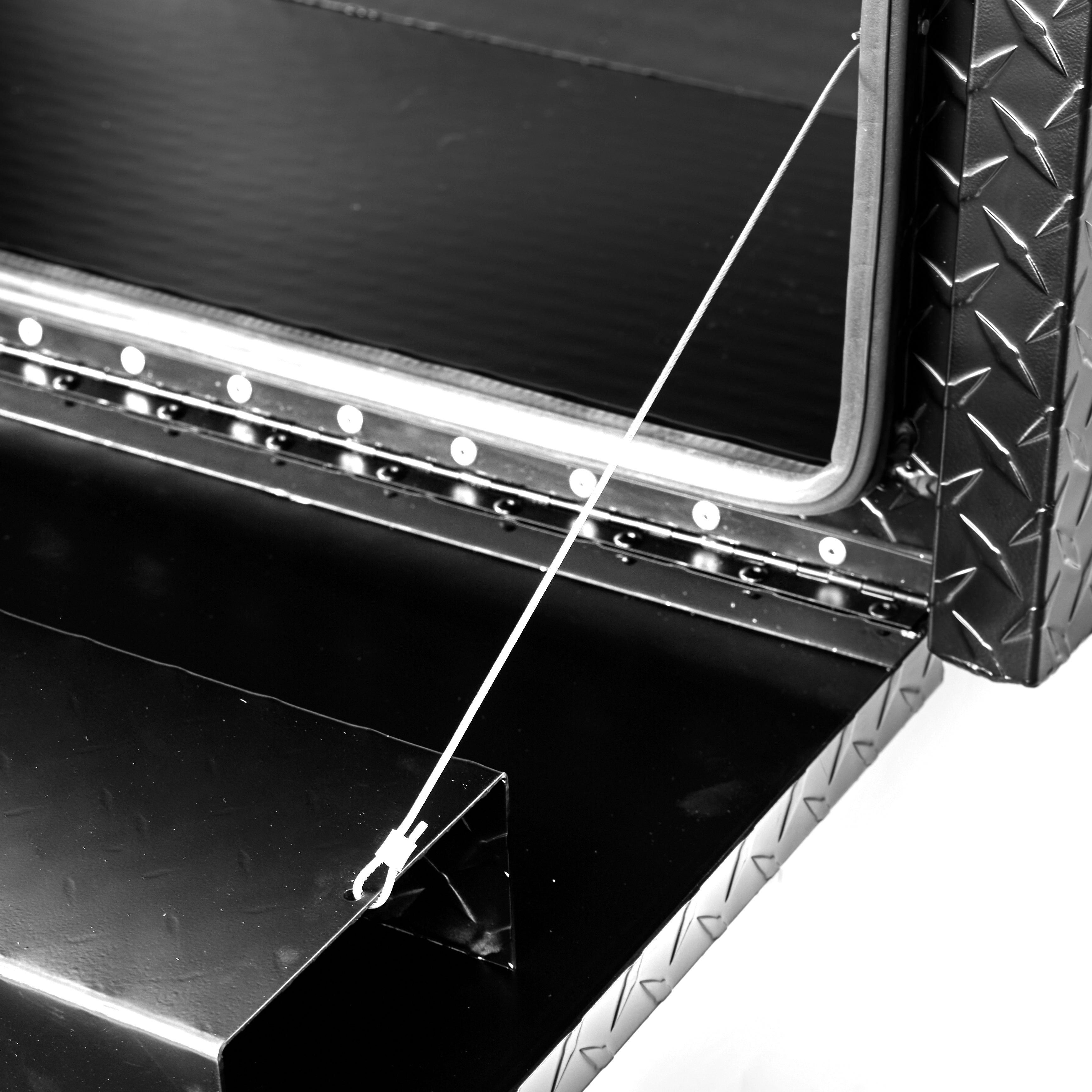 24" Aluminum Underbody Truck Tool Box — Matte Black Diamond Plate, Waterproof & Lockable, Ideal for Pickup, ATV, RV
