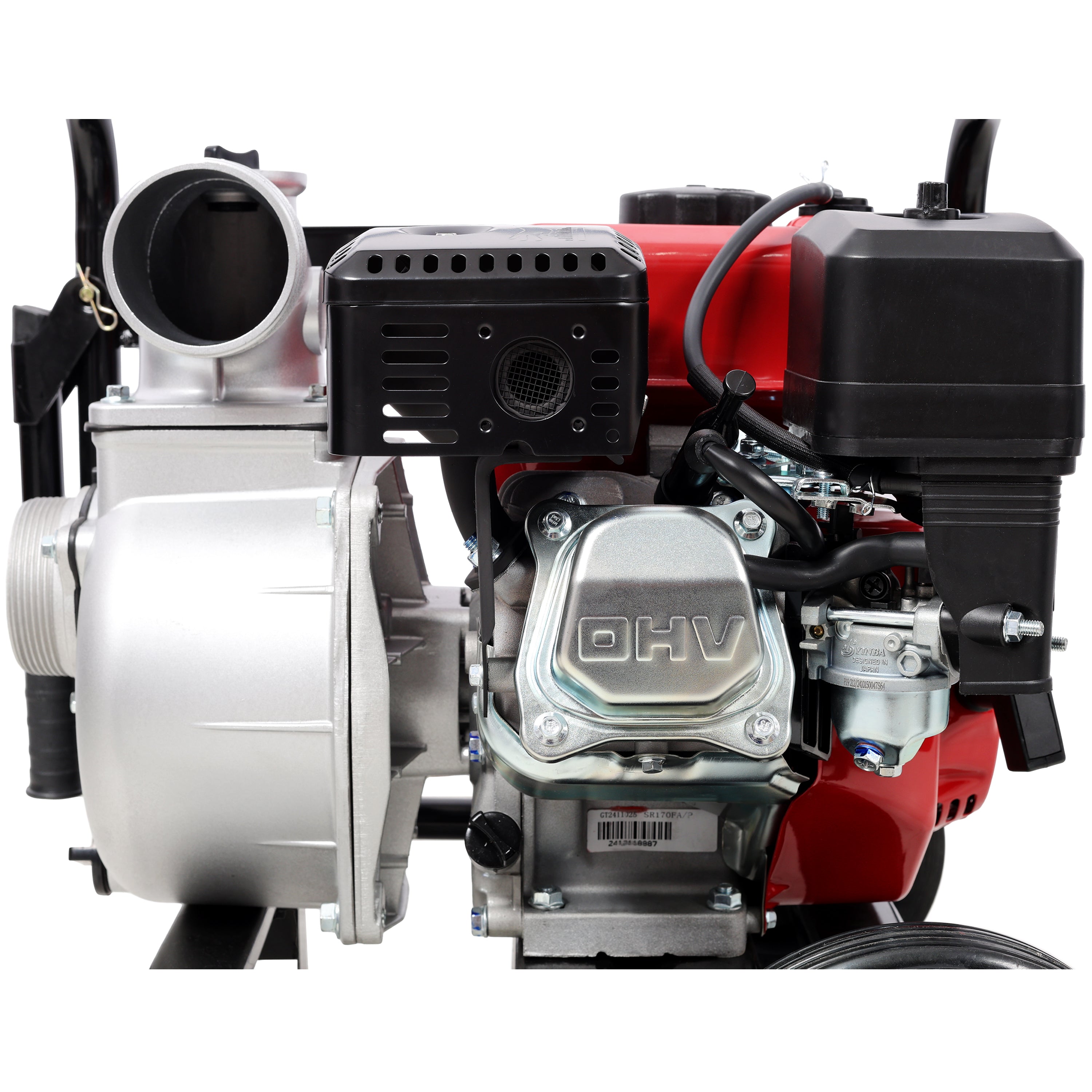 Gas Engine Powered Water Pump 3" inlet&outlet, Flow:264Gpm , 7HP Engine 212CC, EPA Certificated, 3in NPT Connector, 3in to 2in coupler 2in1, 50 ft Discharge Hose, 12 ft Suction Hose, Wheels and Handle
