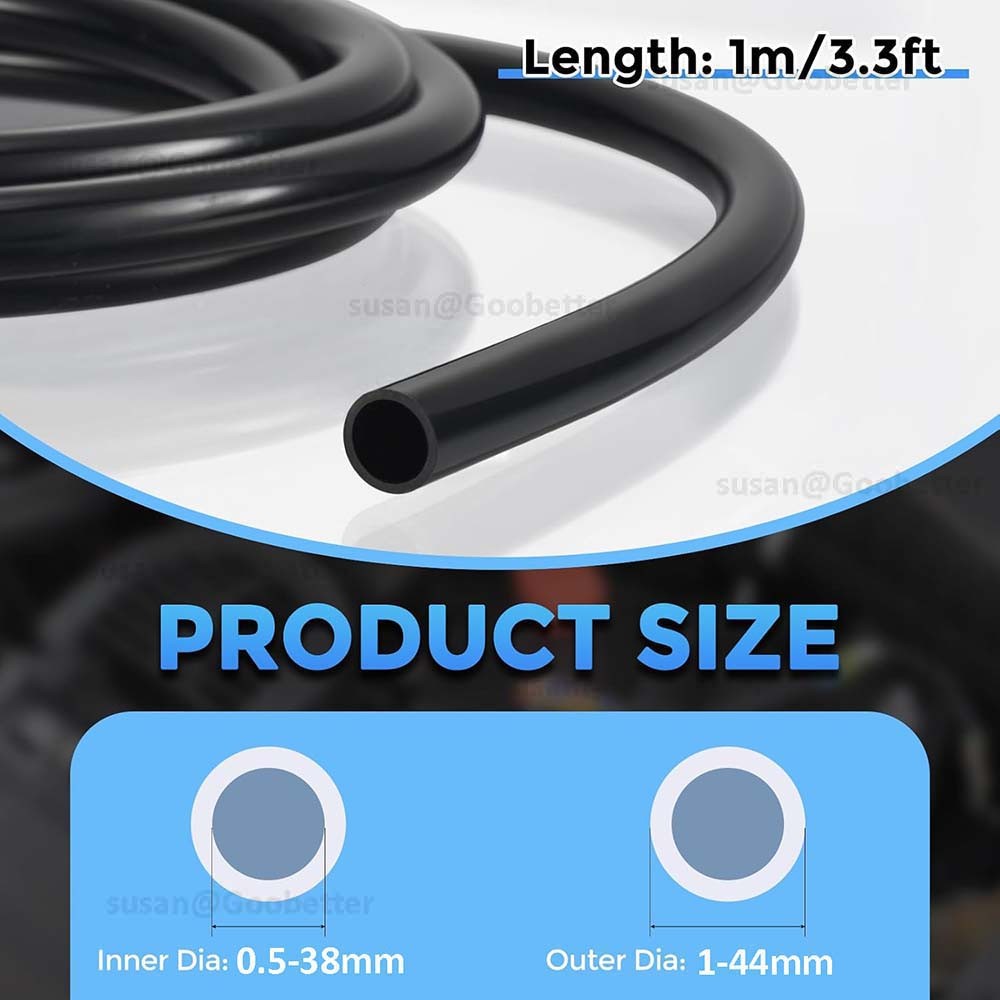 Silicone Hose Pipe Tube Water Air Black Rubber Tubing Tube ID 0.5mm to 38mm