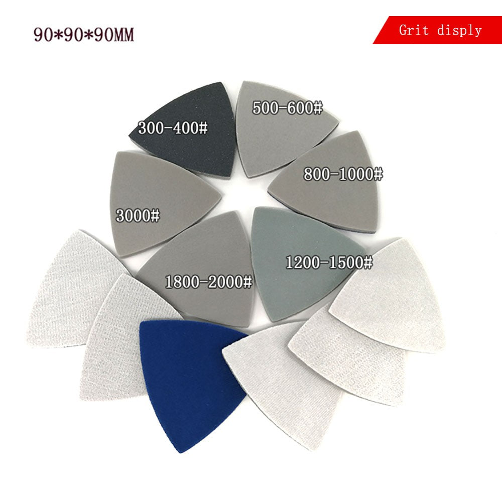 90*90*90mm Triangle Sponge Sandpaper 0 - 6 Hole Sanding Paper Pads Sheets
