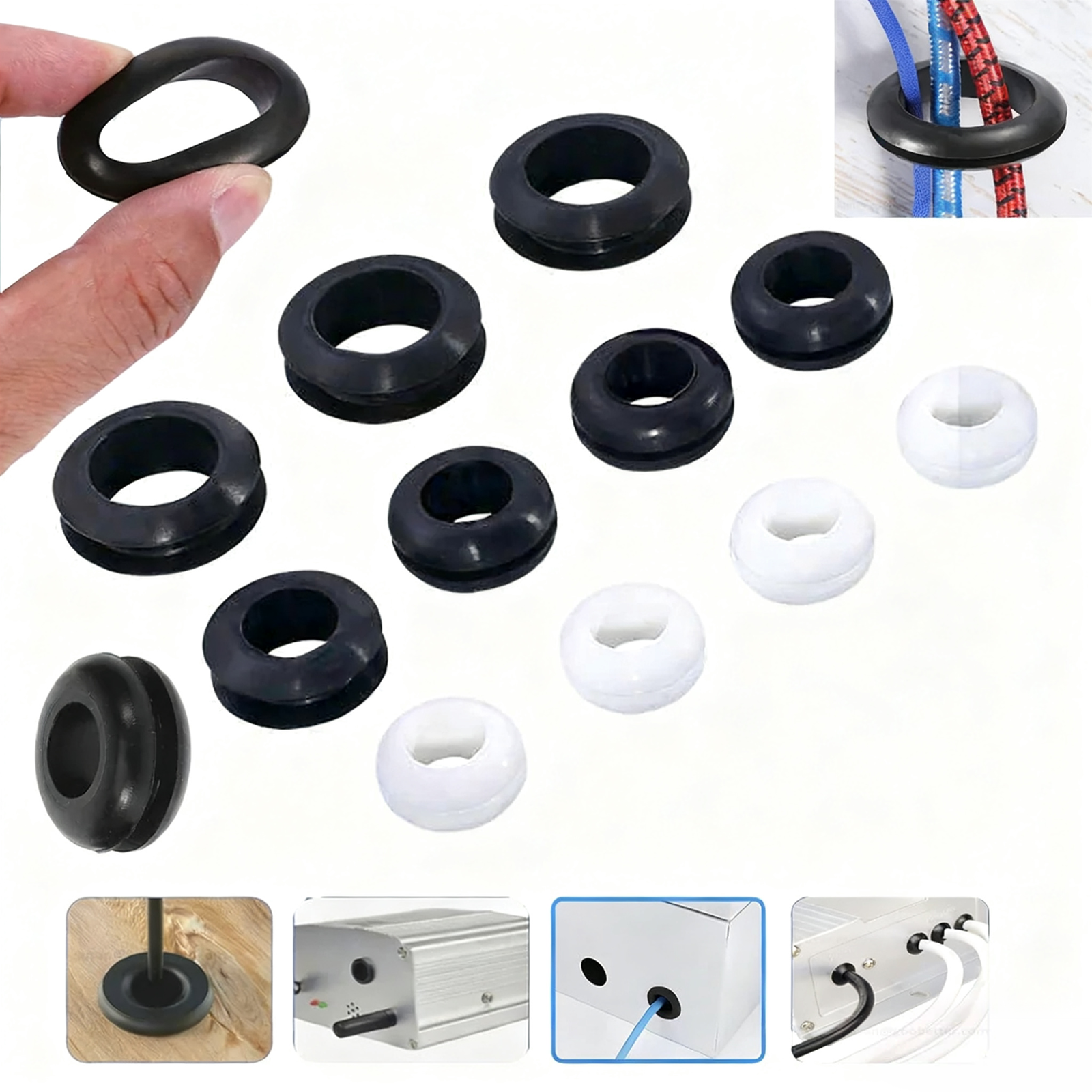 Wiring Grommets - Rubber Open Grommet - Cable Hole Plug Bung Wire Cable Protect
