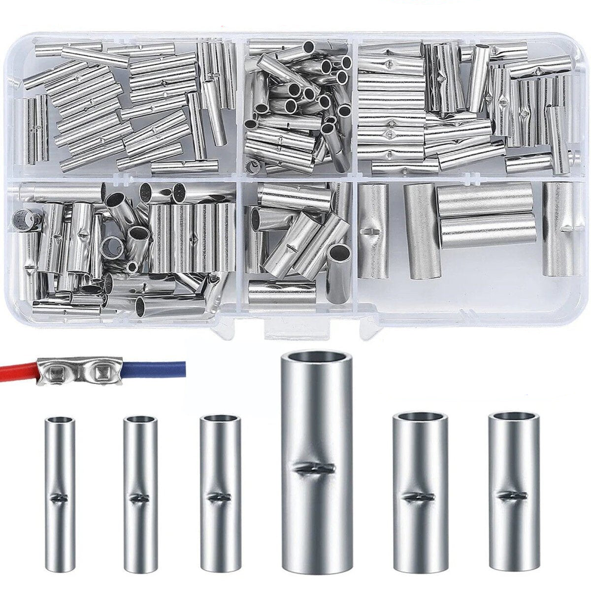 200PCS Butt Connector Crimp Connector Uninsulated Blank Press Connector Cable connector - HomeDIYer