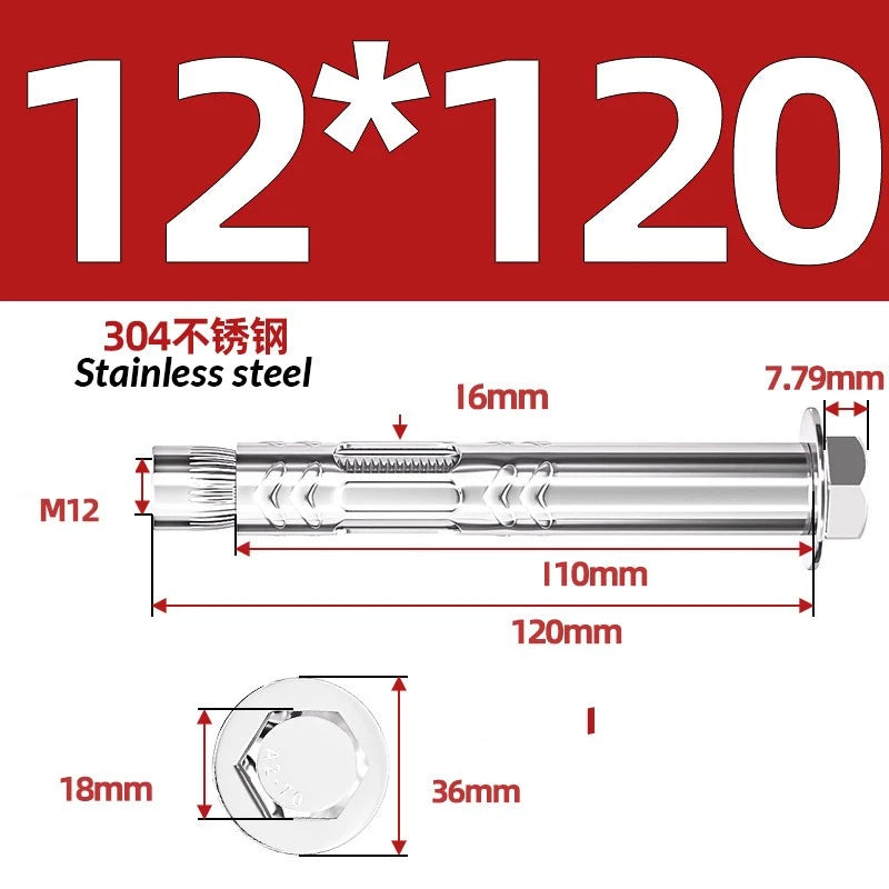 Stainless Steel Masonry Concrete Expansion Anchor Bolt — M6 M8 M10 M12 M16 | 304 & 201 SS