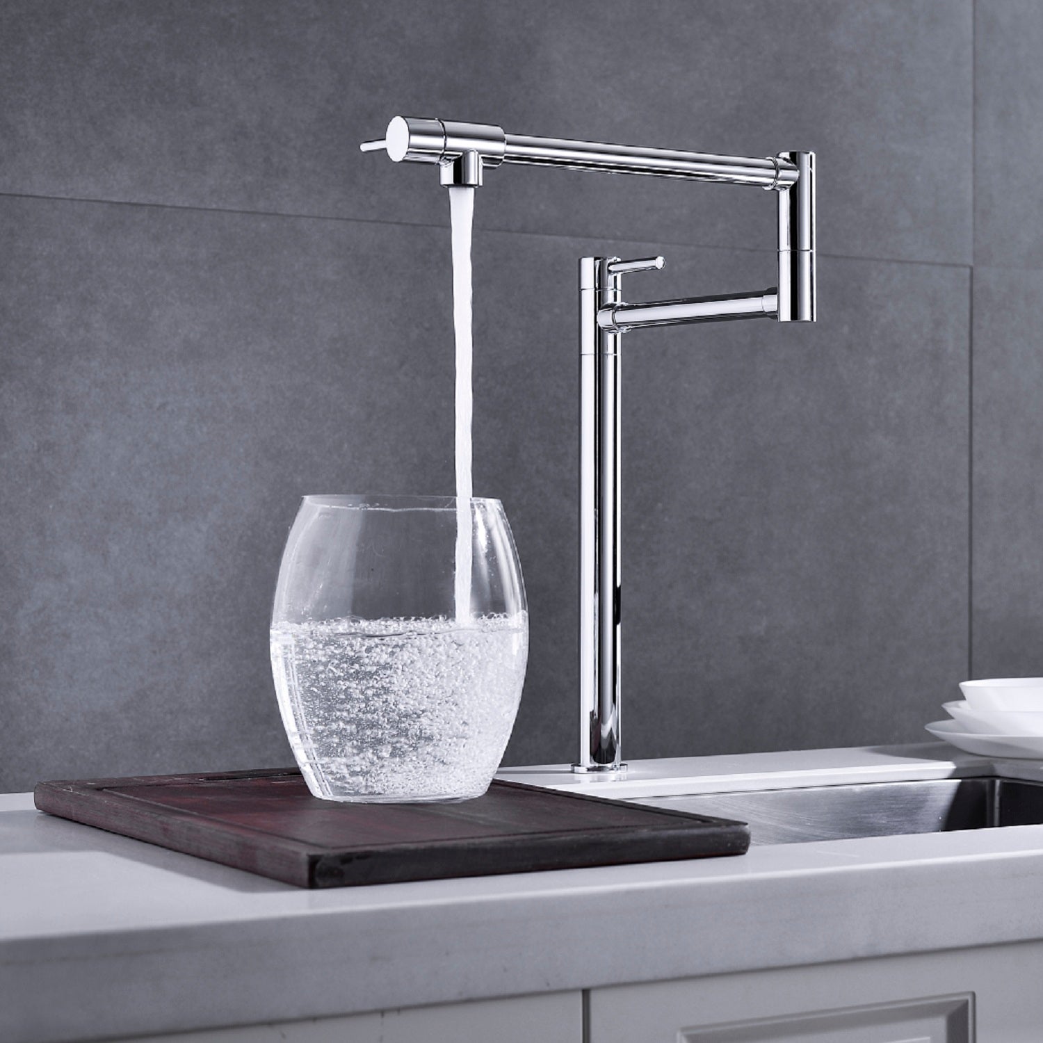 Pot Filler Faucet with Extension Shank – Chrome Finish & Brass Body