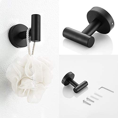 3-Pieces Bathroom Hardware Accessories Set - Towel Bar, Toilet Paper Holder, Robe Towel Hooks