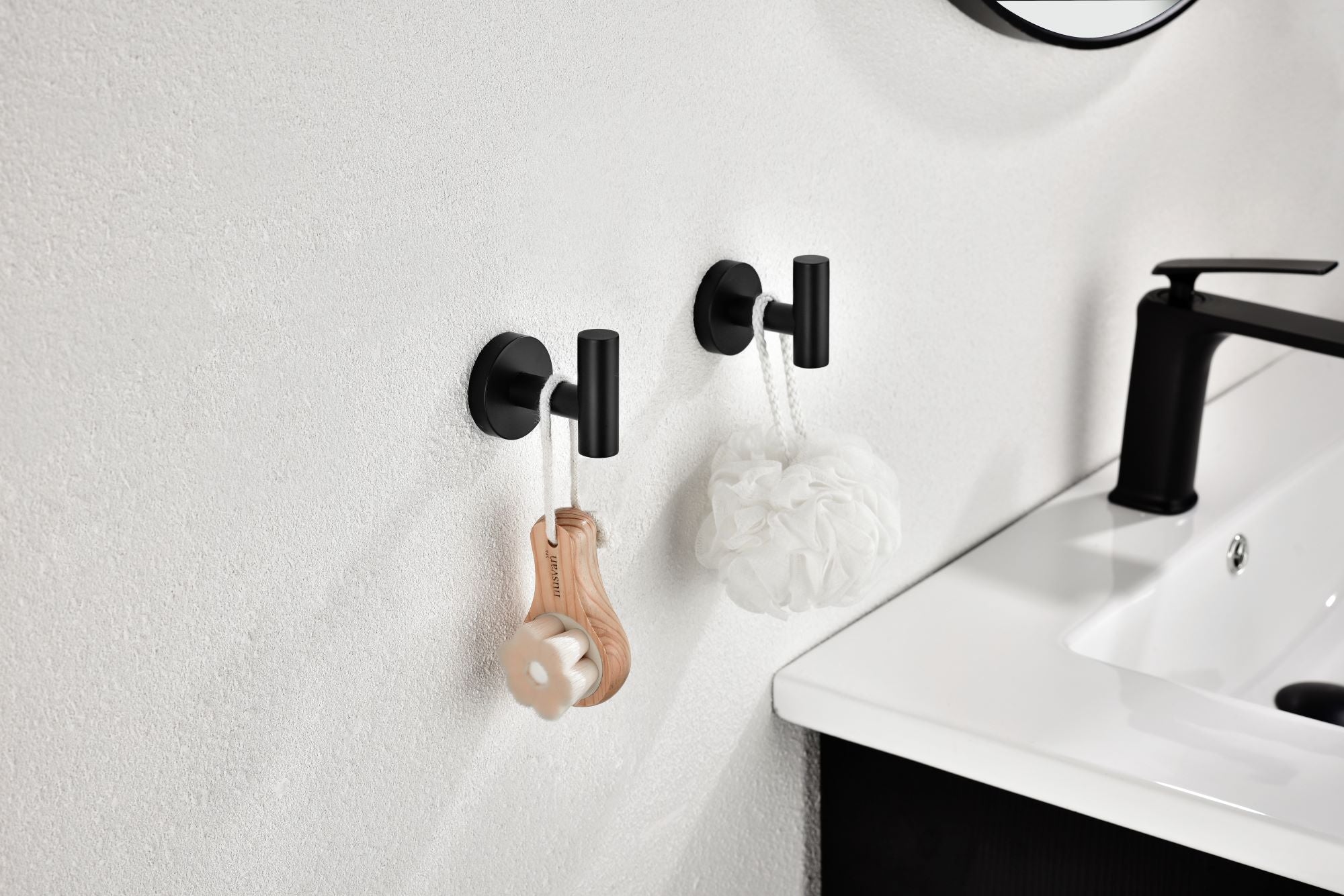 6 Pack Bathroom Towel Hooks Coat Hooks Shower Kitchen Wall Hooks, Matte Black