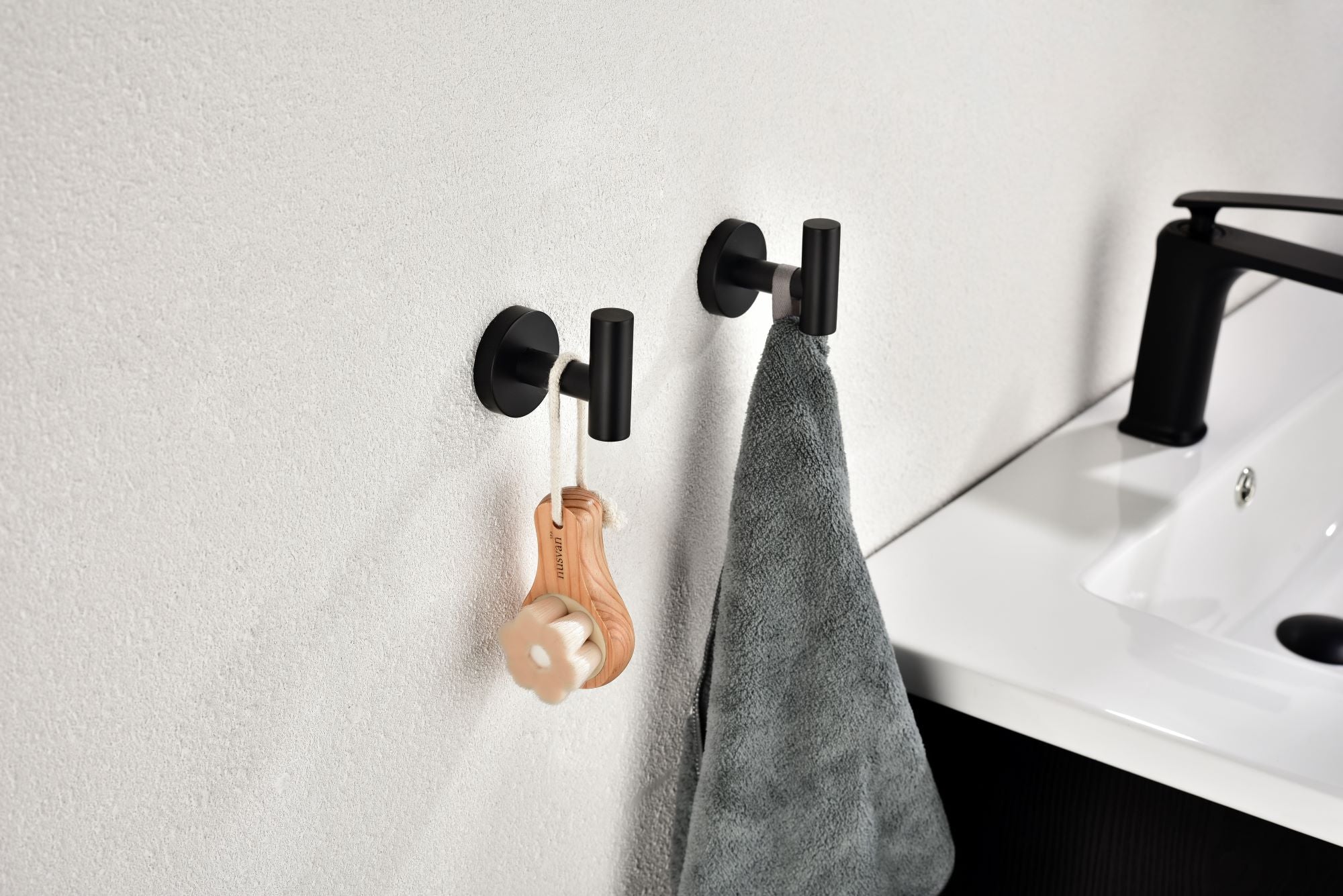 6 Pack Bathroom Towel Hooks Coat Hooks Shower Kitchen Wall Hooks, Matte Black