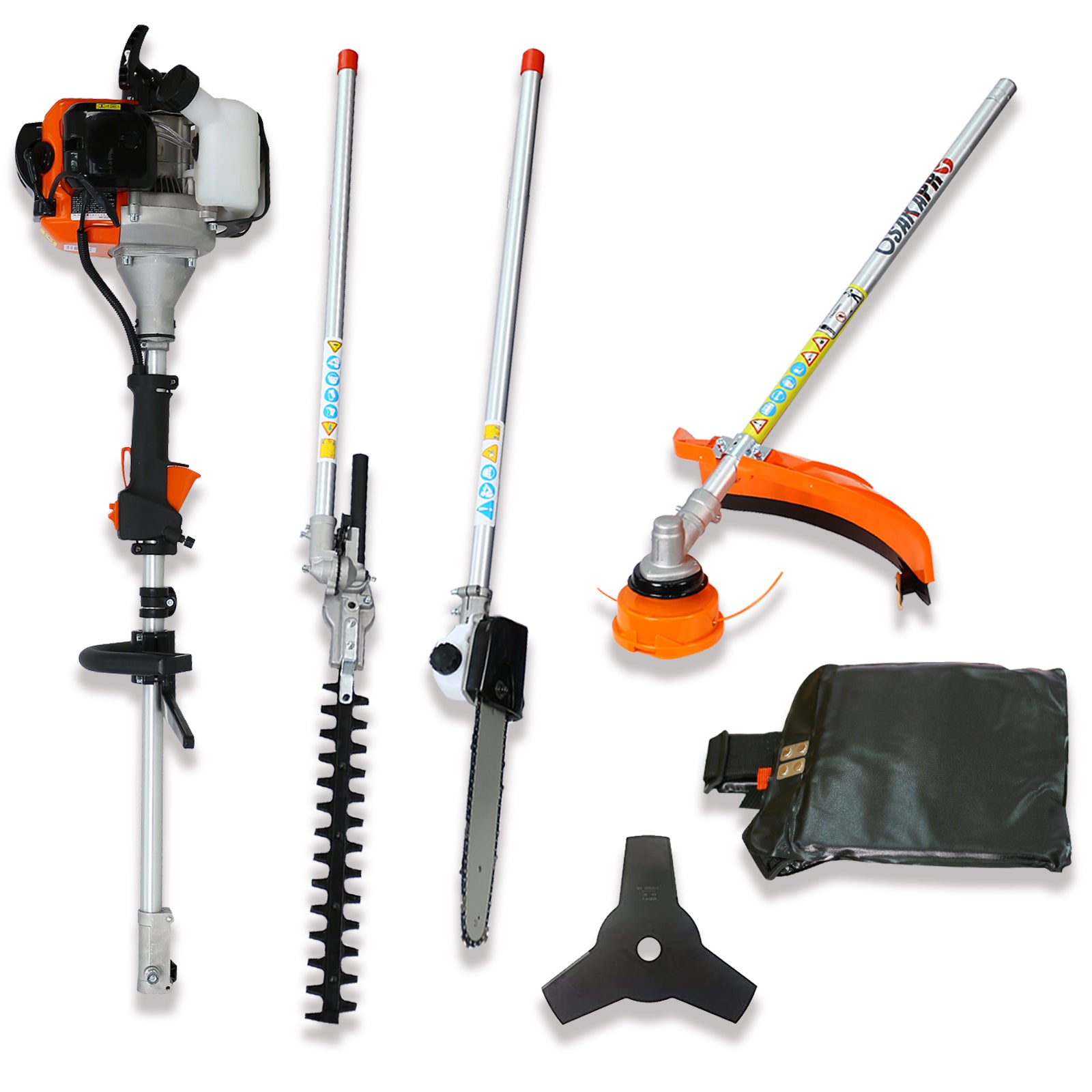 4-in-1 33CC Gas Garden Tool System with Pole Saw, Hedge Trimmer & Brush Cutter