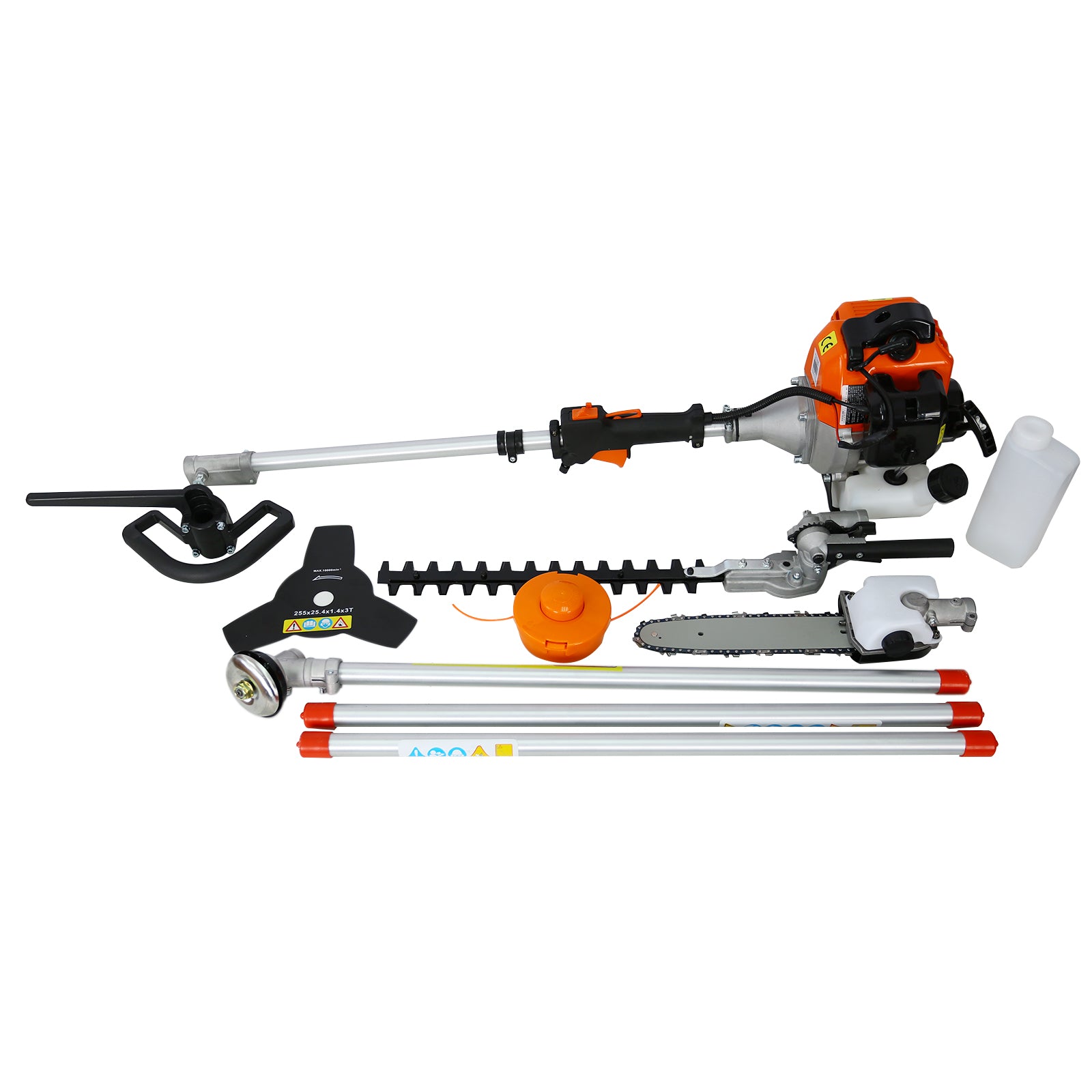 4-in-1 33CC Gas Garden Tool System with Pole Saw, Hedge Trimmer & Brush Cutter