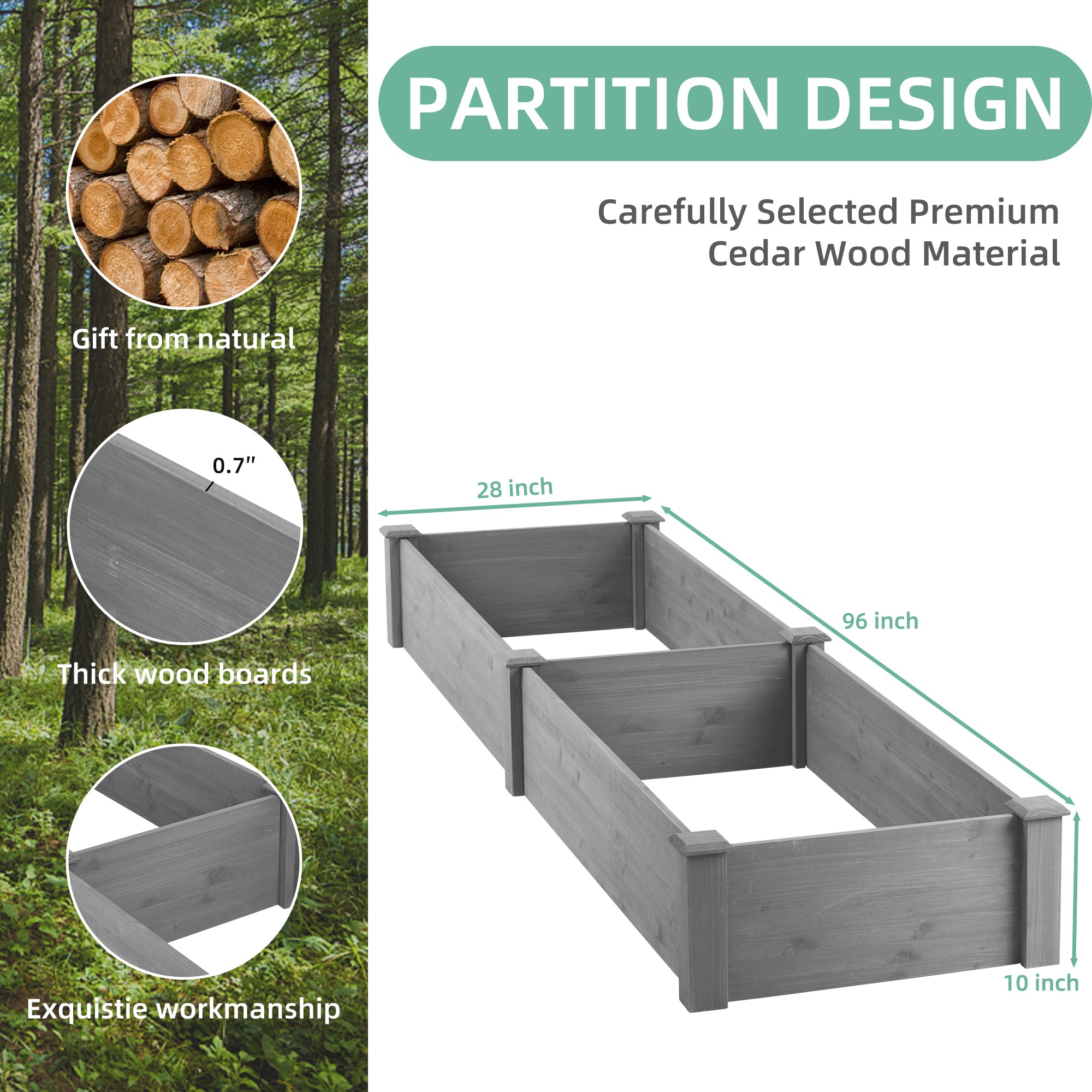 Over Ground Raised Garden Bed 96x28x10″ – Tool-Free Large Long Planter Box for Outdoor