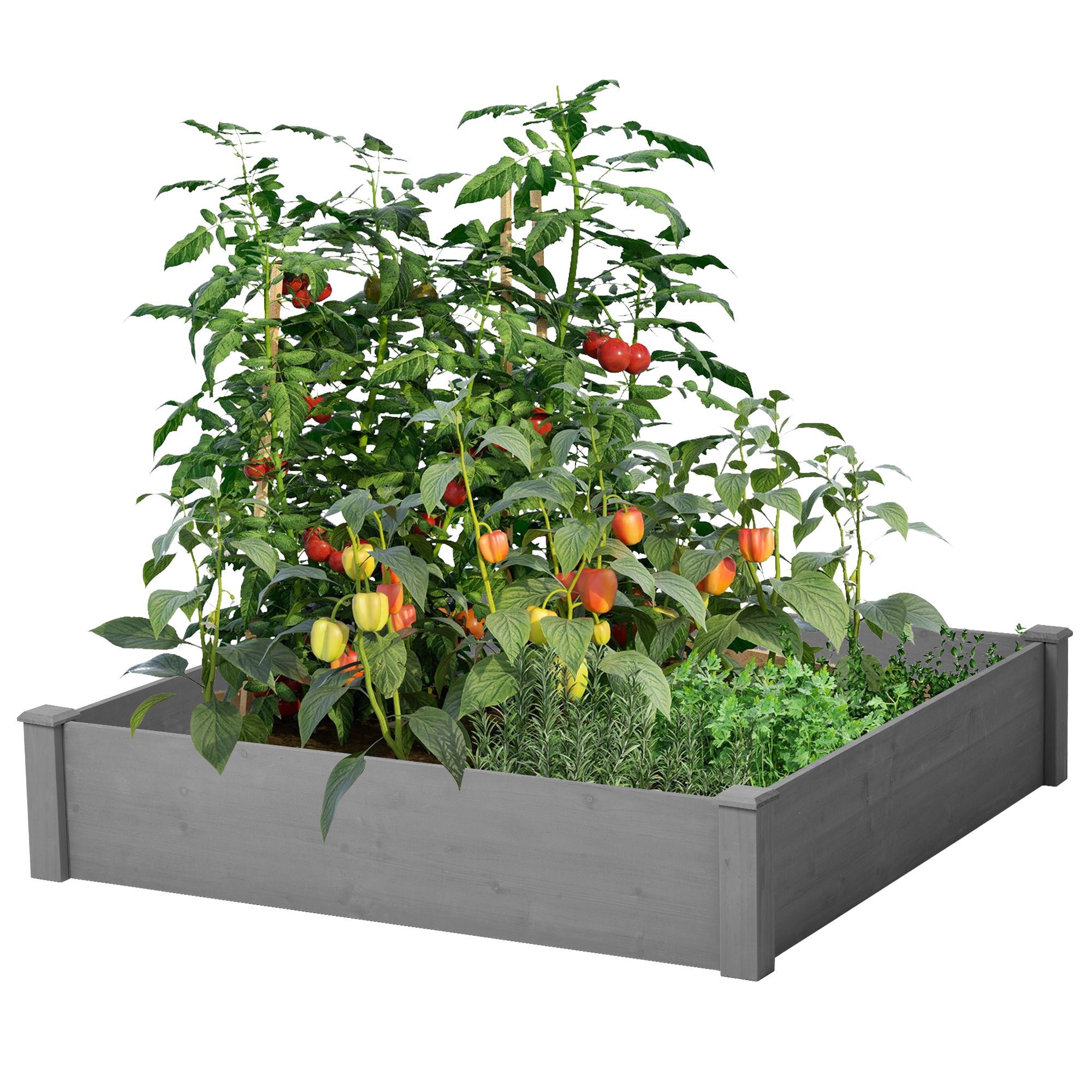48x48x10" Raised Garden Bed – Square Wood Planter Box with Tool-Free Assembly