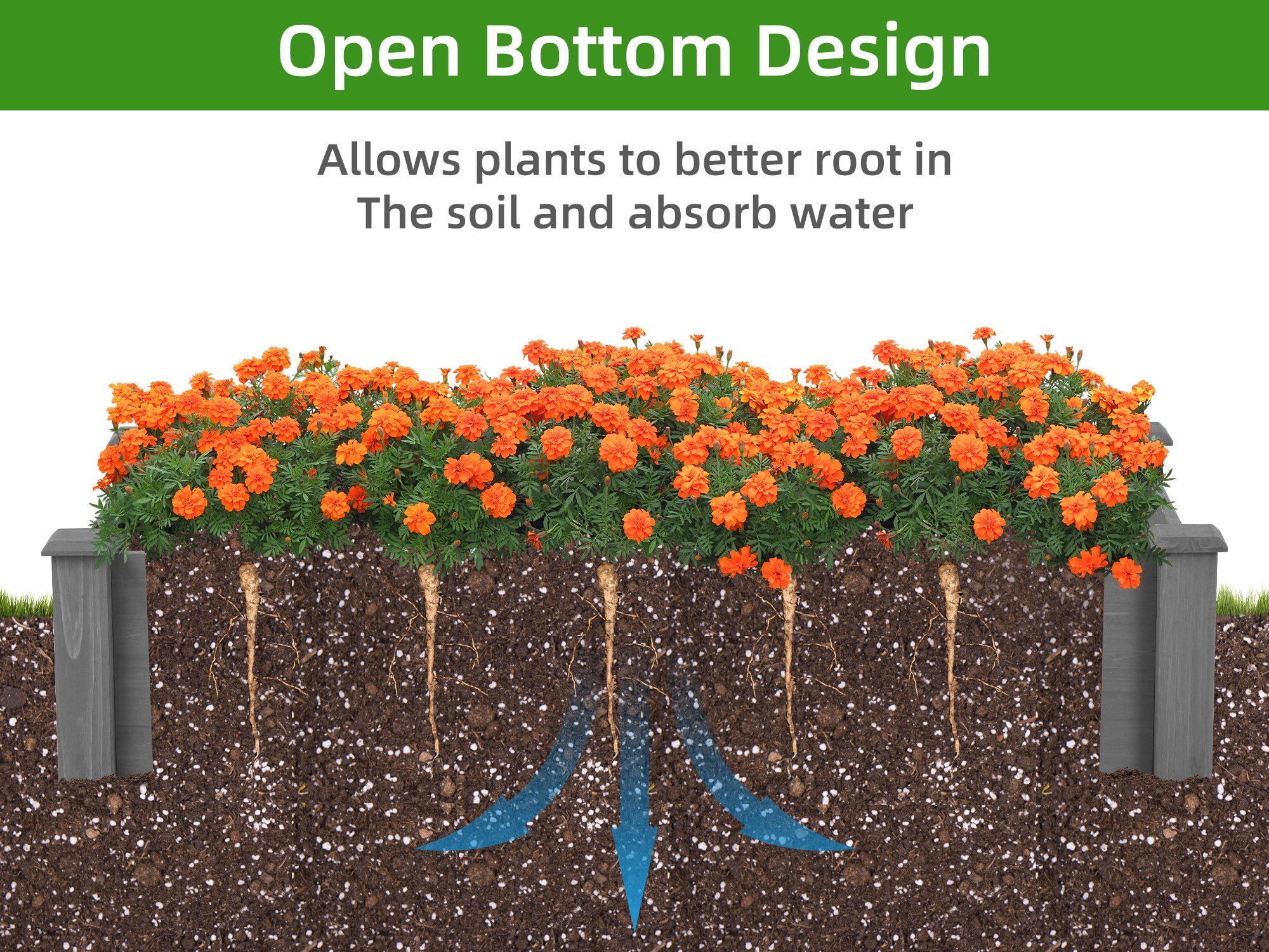 48x48x10" Raised Garden Bed – Square Wood Planter Box with Tool-Free Assembly