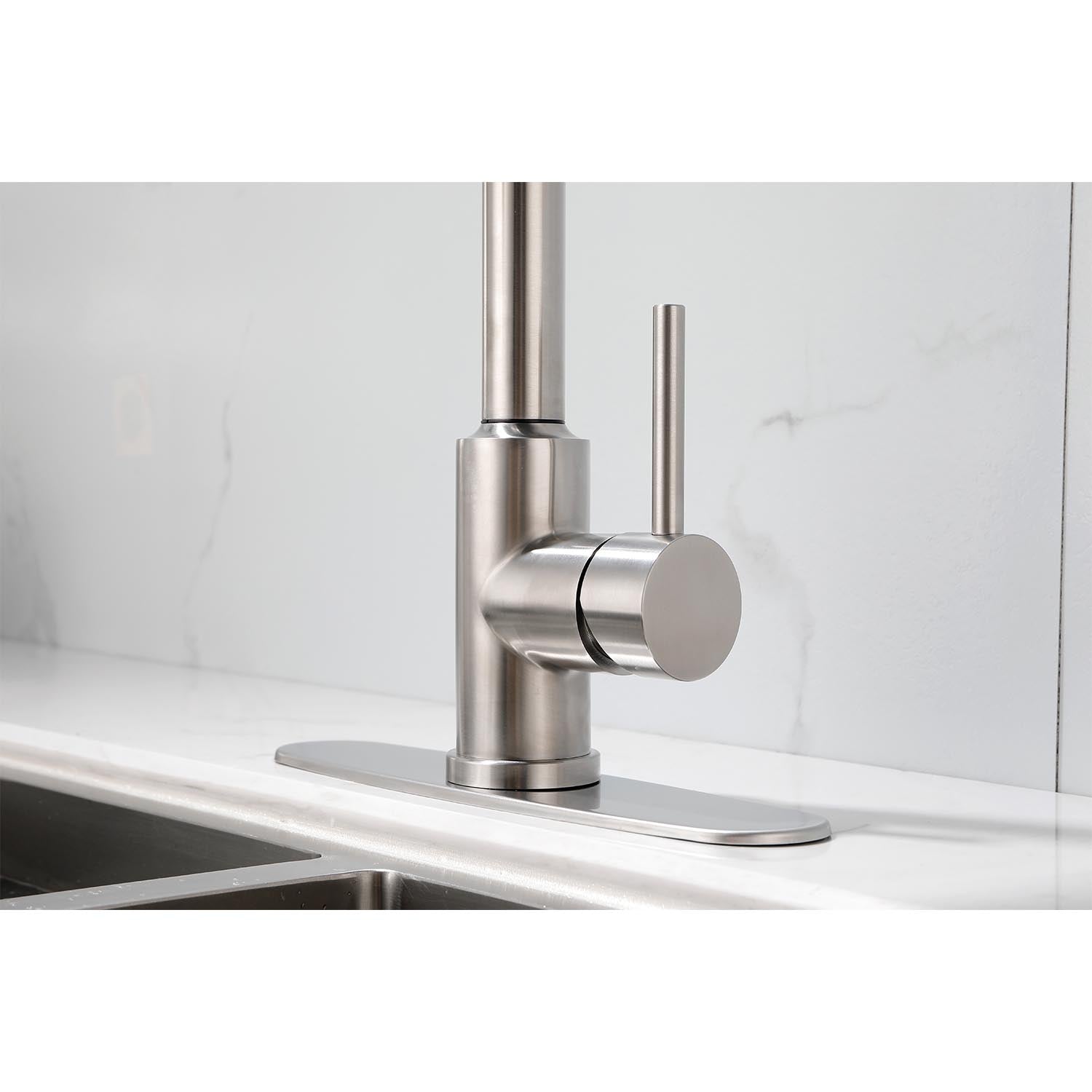 Kitchen Faucet with Pull Down Sprayer – Brushed Nickel, 360° Swivel, Dual Spray Modes, Single Handle for Easy Kitchen Cleaning
