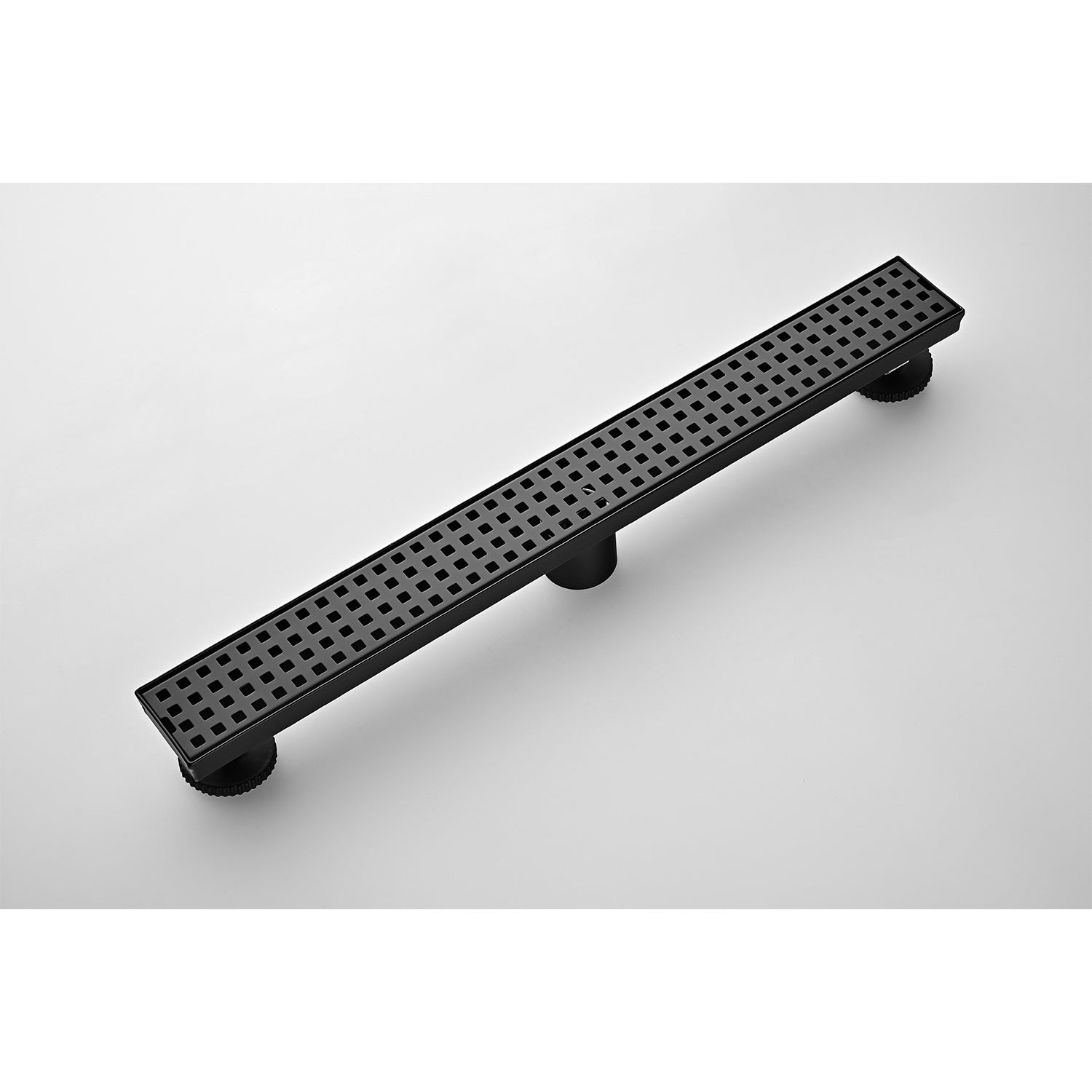 24-Inch Linear Shower Drain – Matte Black Stainless Steel with Hair Strainer & Leveling Feet