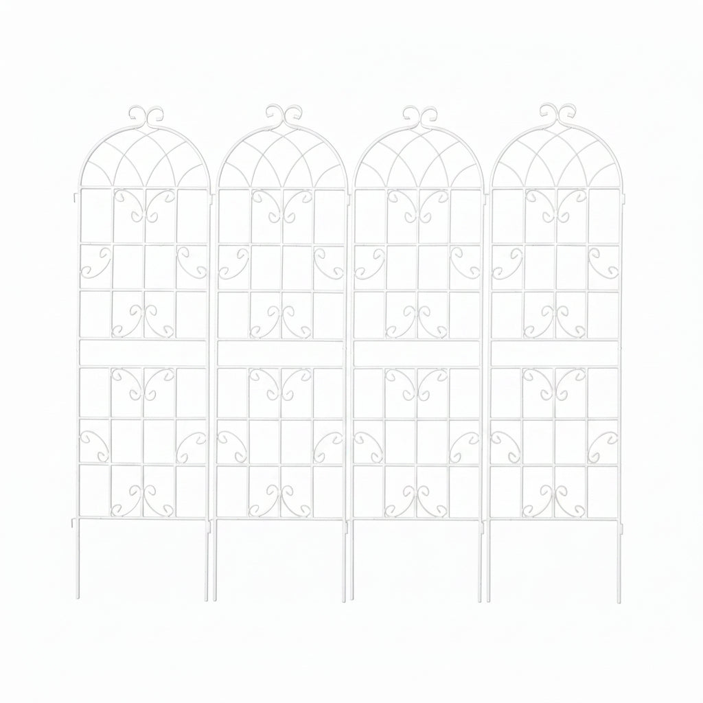 Metal Garden Trellis 71x19.7in 4-Pack, Rustproof, Cream | HomeDIYer