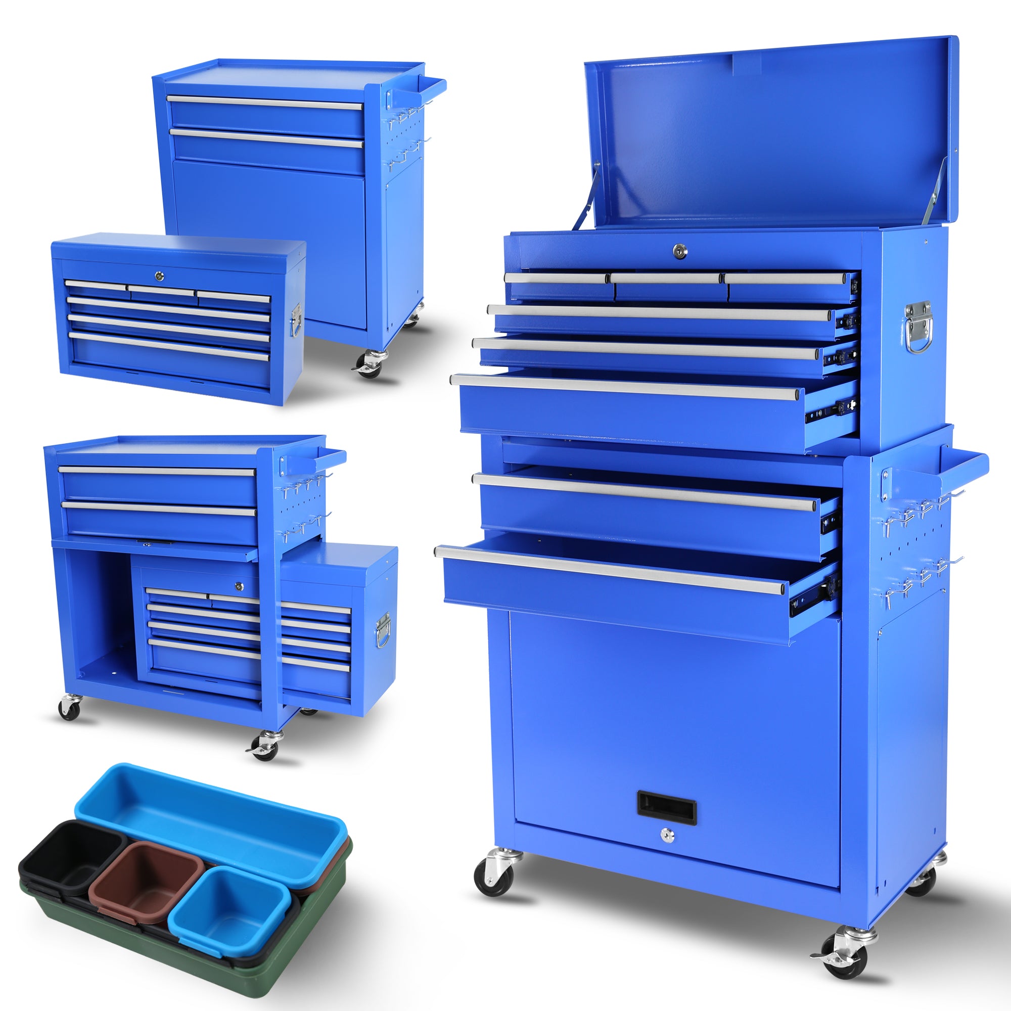 8-Drawer Rolling Tool Chest with Lock – Detachable Mechanic Tool Cart & Storage