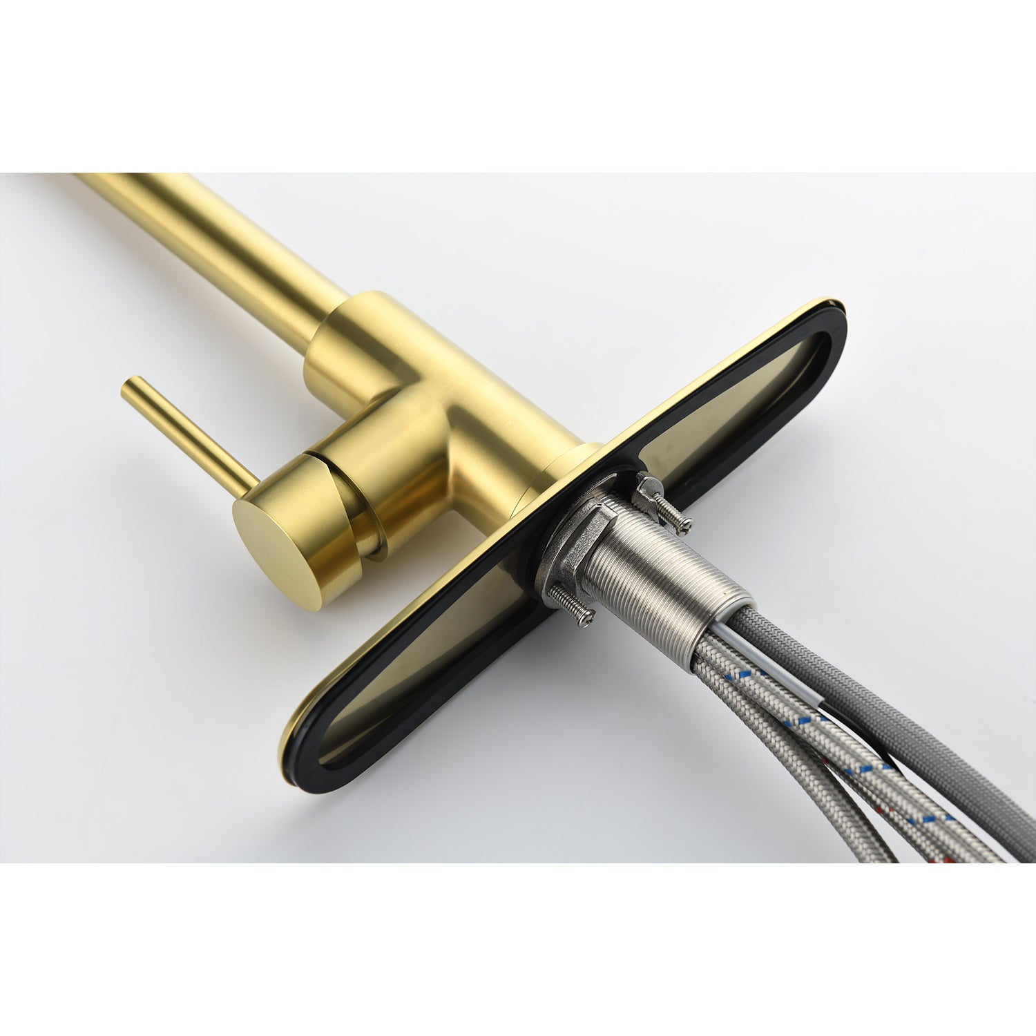 Kitchen Faucet with Pull Down Sprayer – Brushed Gold Stainless Steel, 360° Swivel, Dual Spray Modes, Single Handle for Modern Kitchens