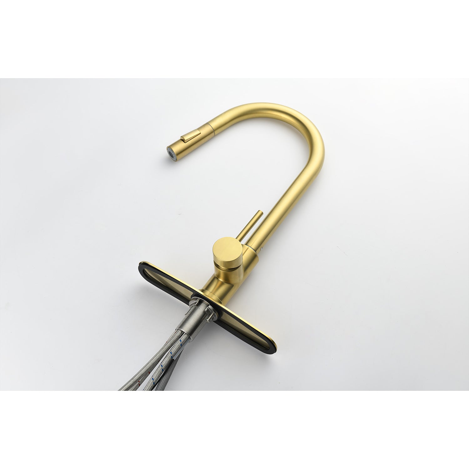 Kitchen Faucet with Pull Down Sprayer – Brushed Gold Stainless Steel, 360° Swivel, Dual Spray Modes, Single Handle for Modern Kitchens