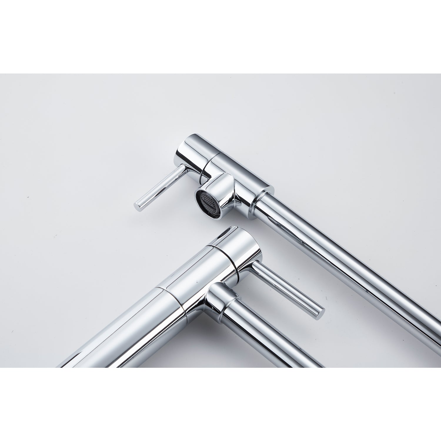 Pot Filler Faucet with Extension Shank – Chrome, Folding Swivel Arm, Dual Handle, Solid Brass