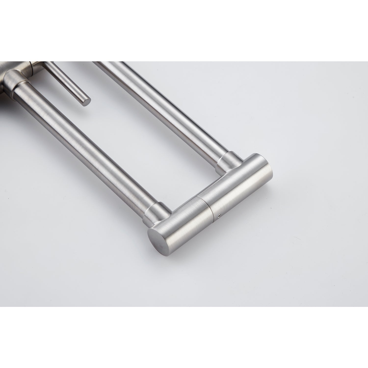 Pot Filler Faucet with Extension Shank โ Brushed Nickel, Folding Swivel Arm, Dual Handle, Solid Brass