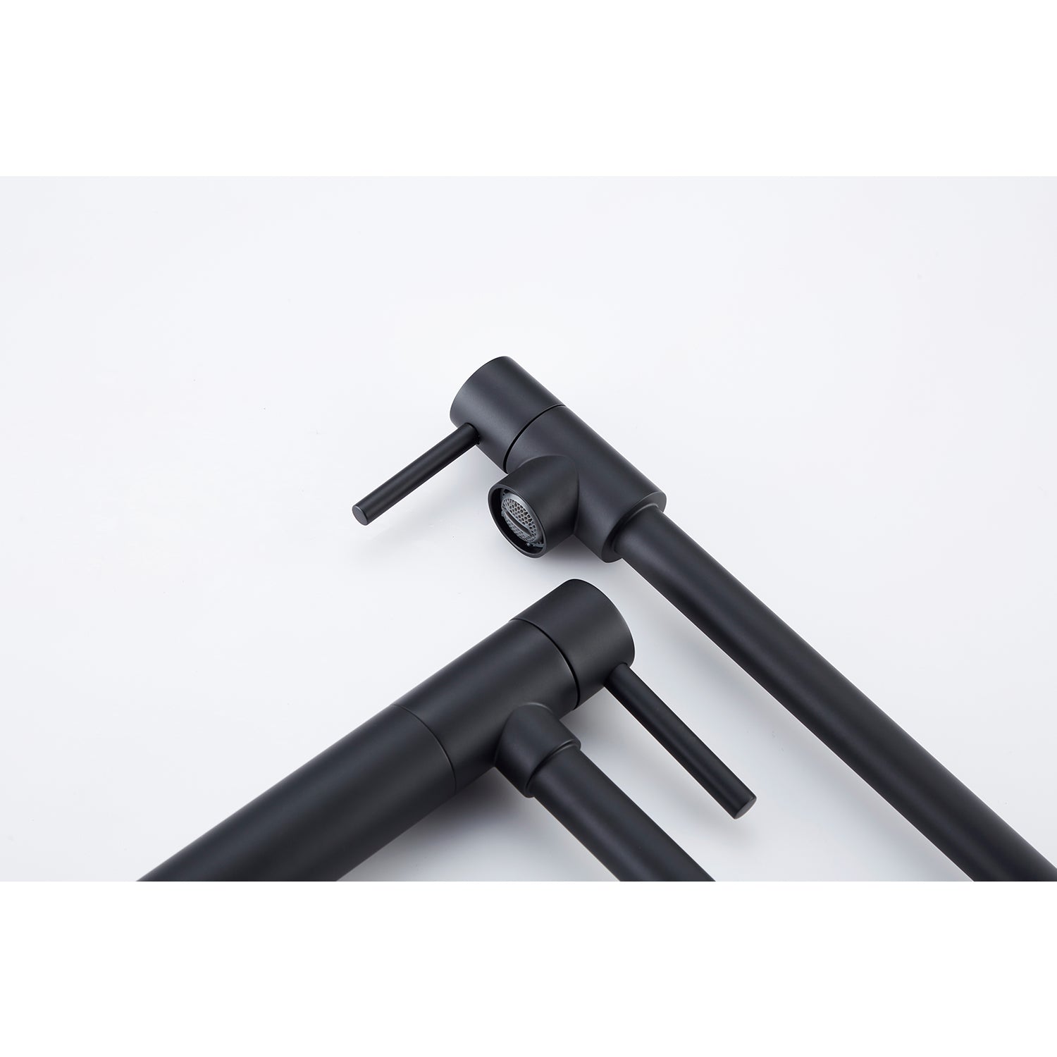 Pot Filler Faucet with Extension Shank – Matte Black, Folding Swivel Arm, Dual Handle, Solid Brass