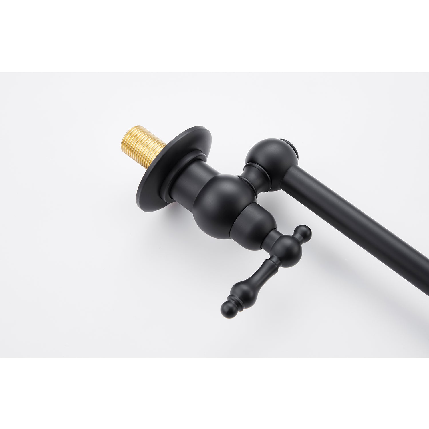 Wall Mount Folding Pot Filler Faucet โ Matte Black, Dual Handle, Swivel Arm, Solid Brass