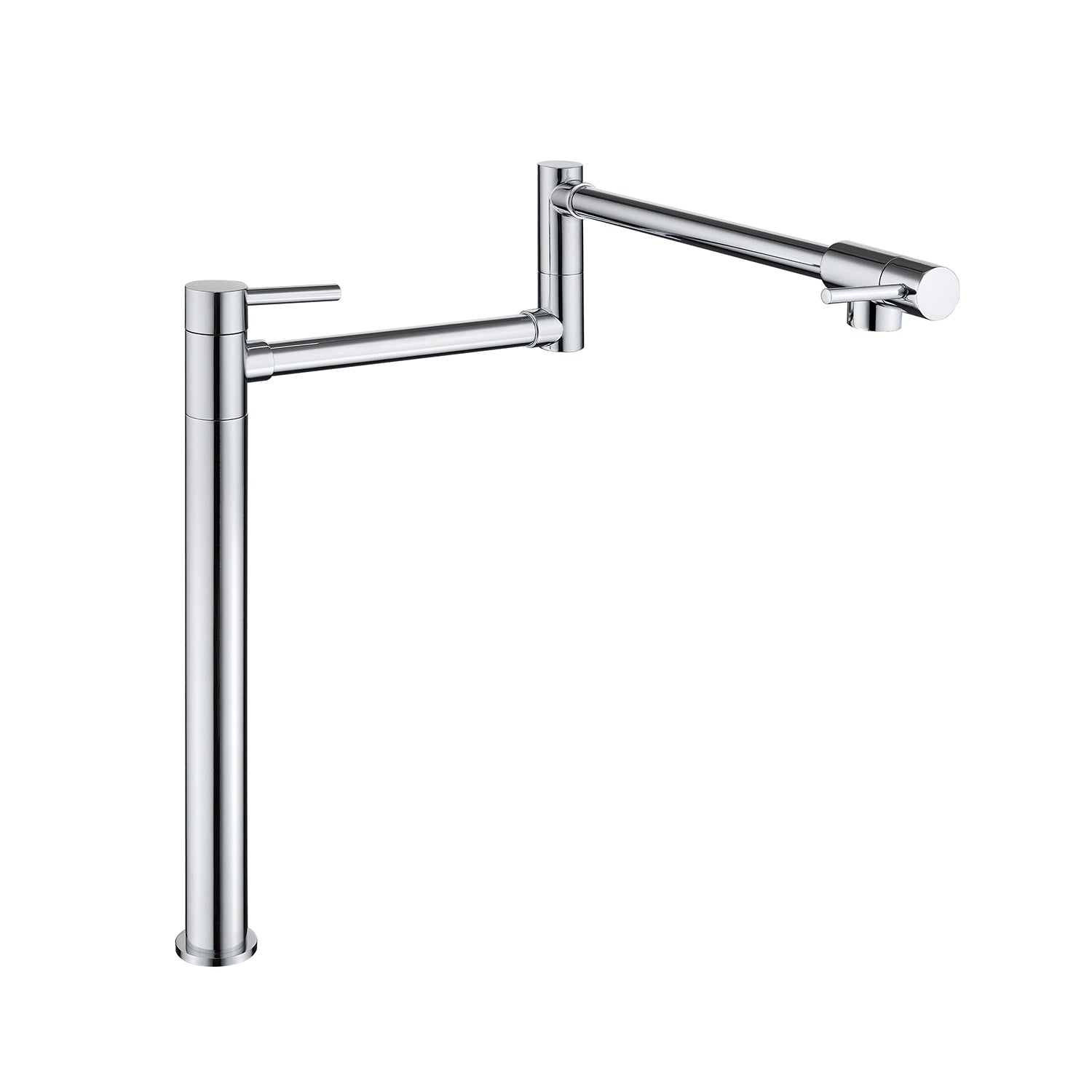 Pot Filler Faucet with Extension Shank – Chrome, Folding Swivel Arm, Dual Handle, Solid Brass