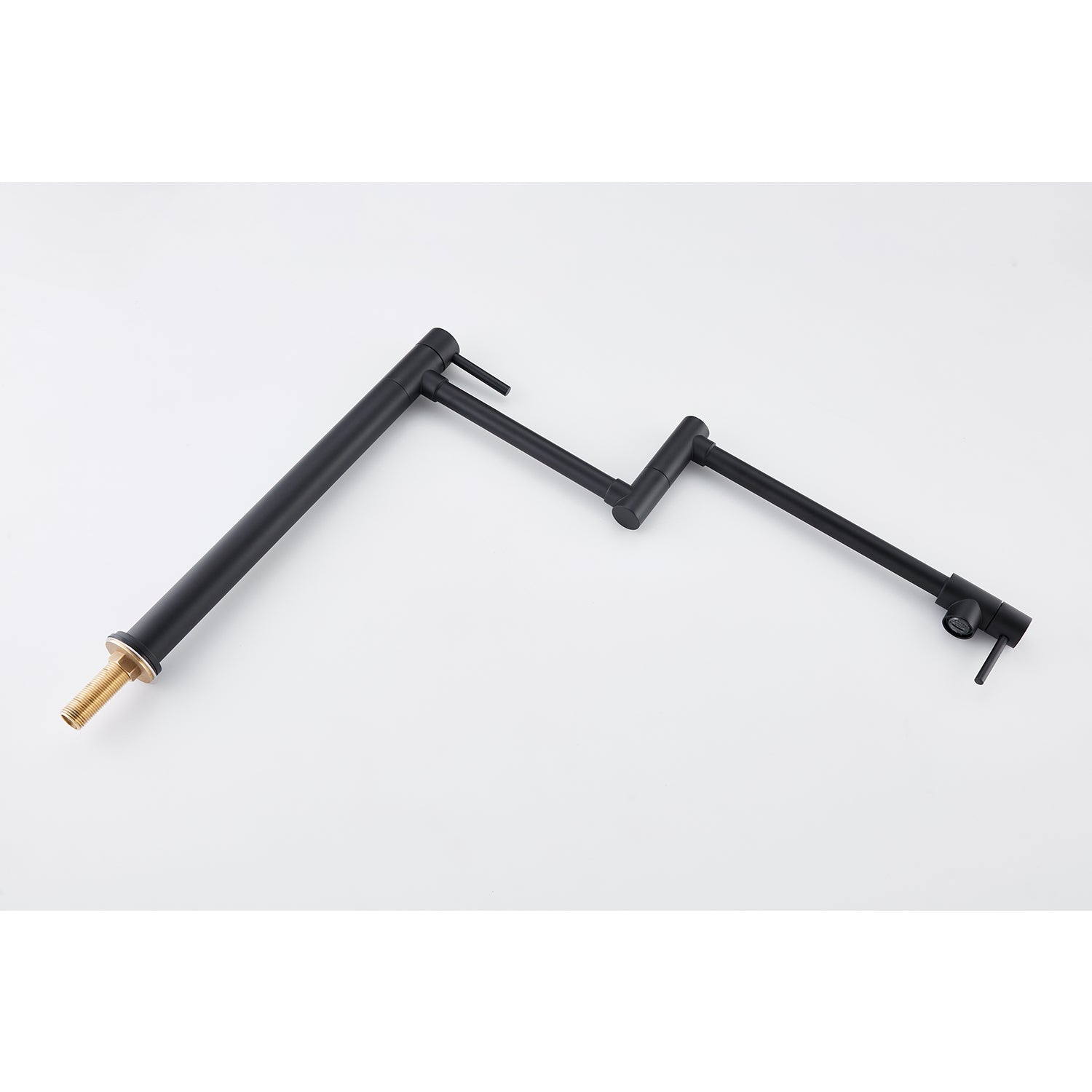 Pot Filler Faucet with Extension Shank – Matte Black, Folding Swivel Arm, Dual Handle, Solid Brass