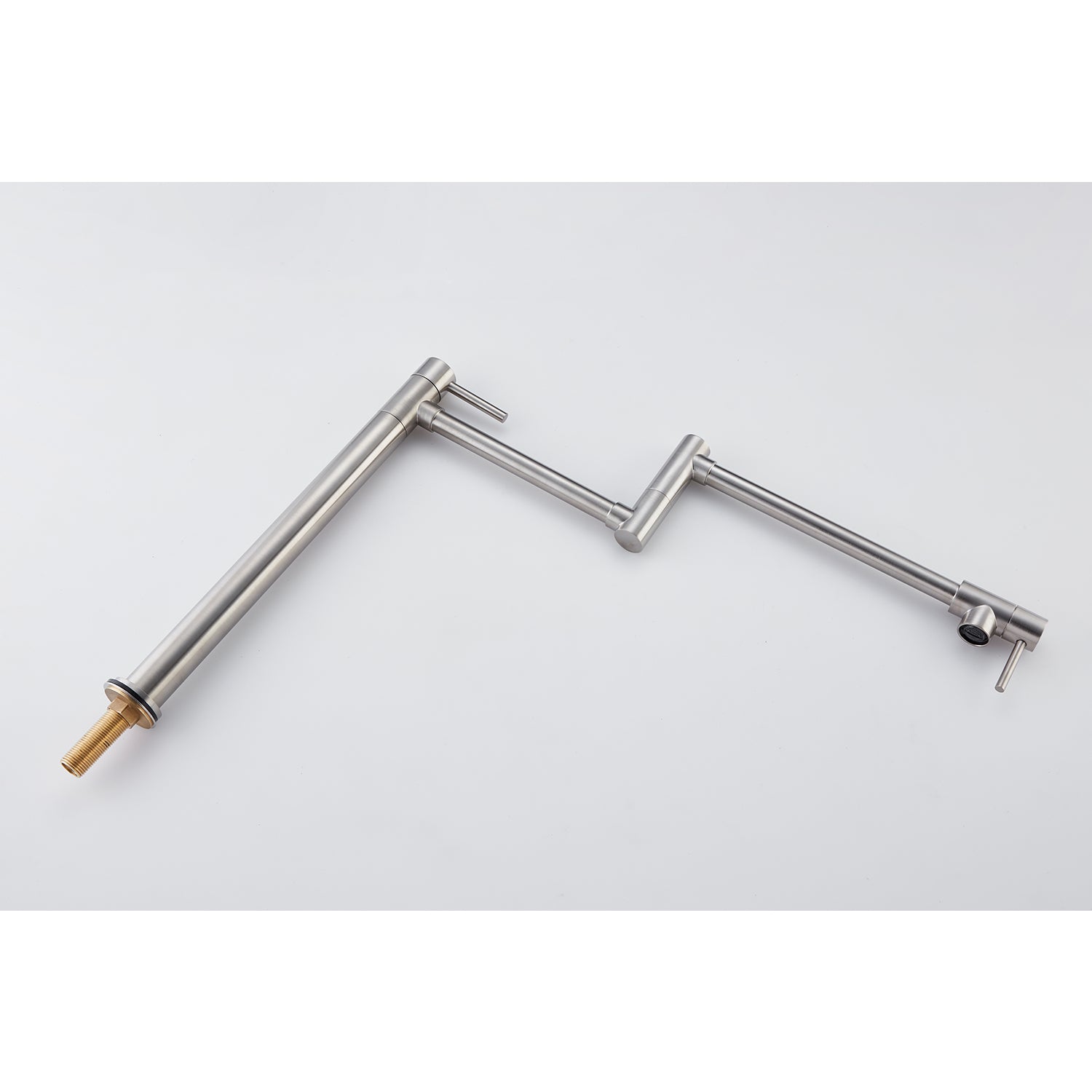 Pot Filler Faucet with Extension Shank โ Brushed Nickel, Folding Swivel Arm, Dual Handle, Solid Brass