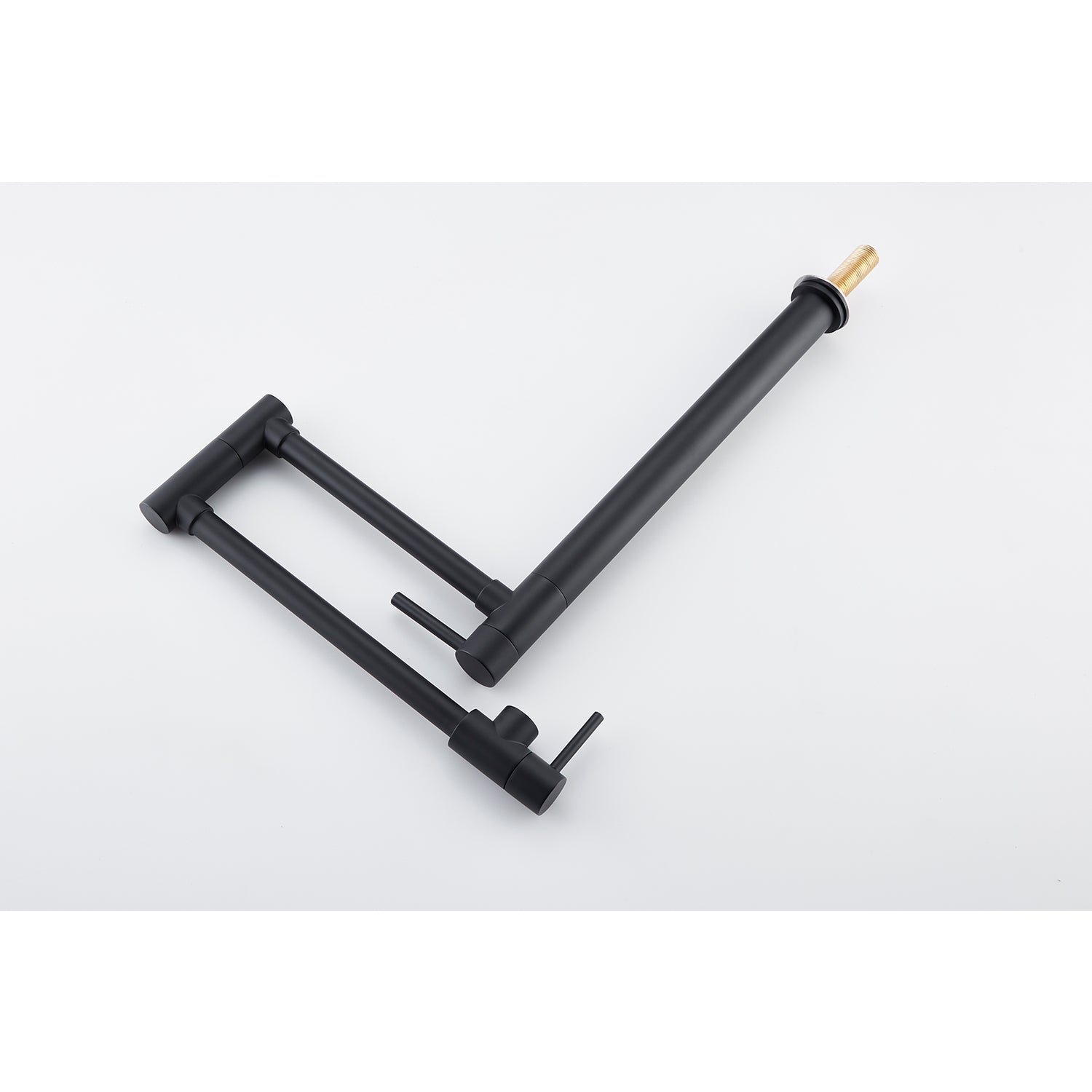 Pot Filler Faucet with Extension Shank – Matte Black, Folding Swivel Arm, Dual Handle, Solid Brass