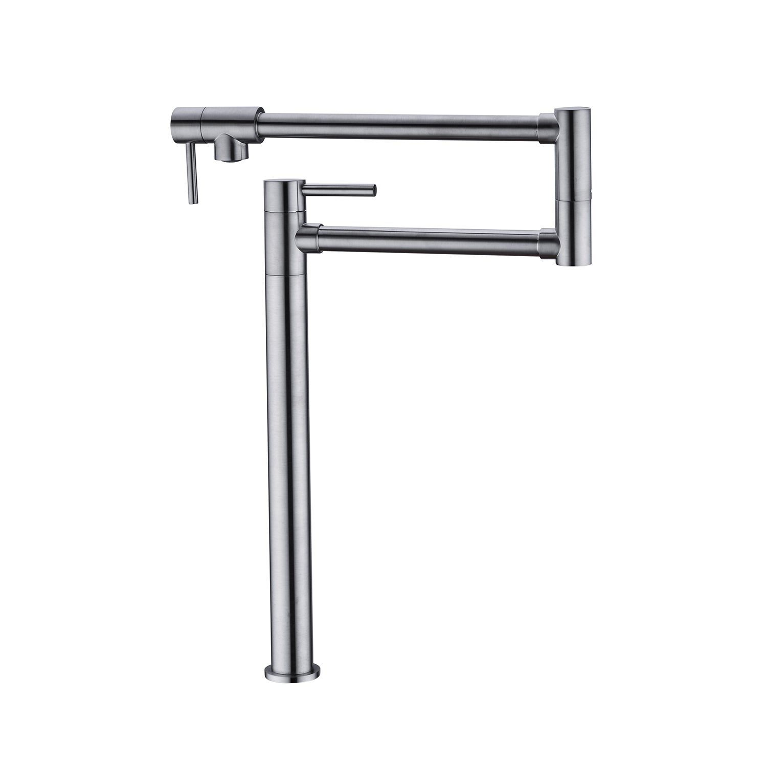 Pot Filler Faucet with Extension Shank – Brushed Nickel, Folding Swivel Arm, Dual Handle, Solid Brass